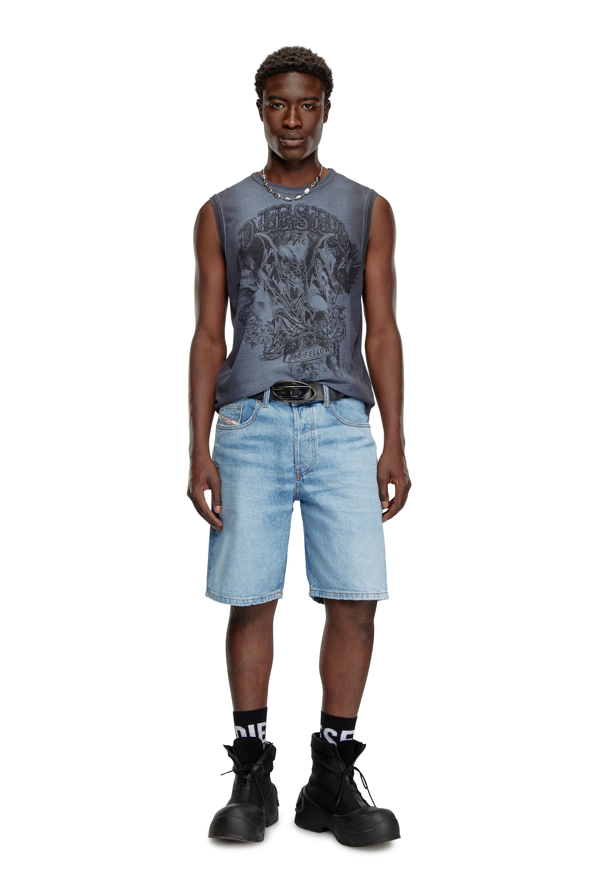 Diesel - REGULAR-SHORT, Man's Denim shorts in Light Blue - 2