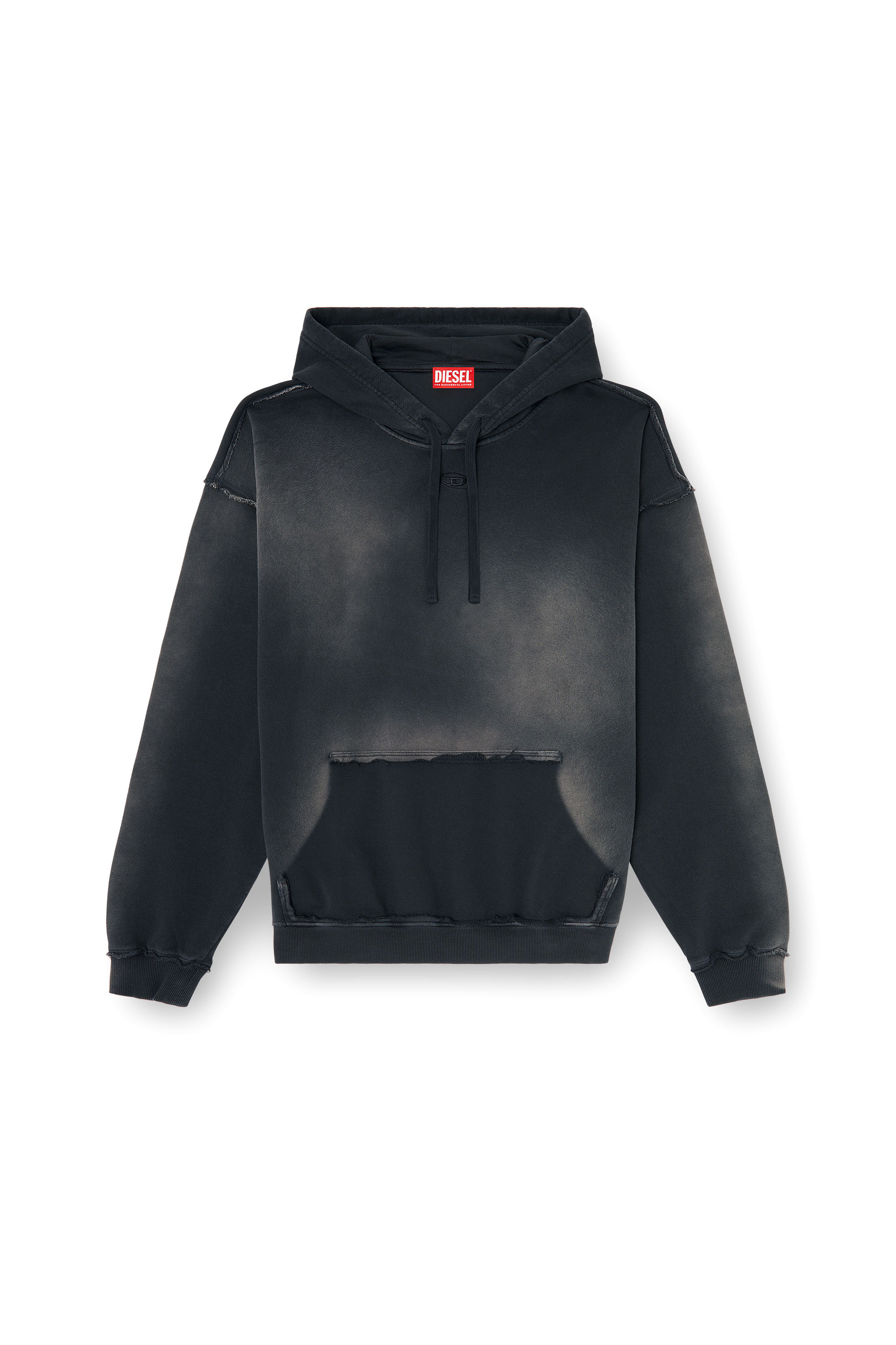 Diesel - S-POCK-HOOD, Man's Faded cotton hoodie with frayed details in null - 2