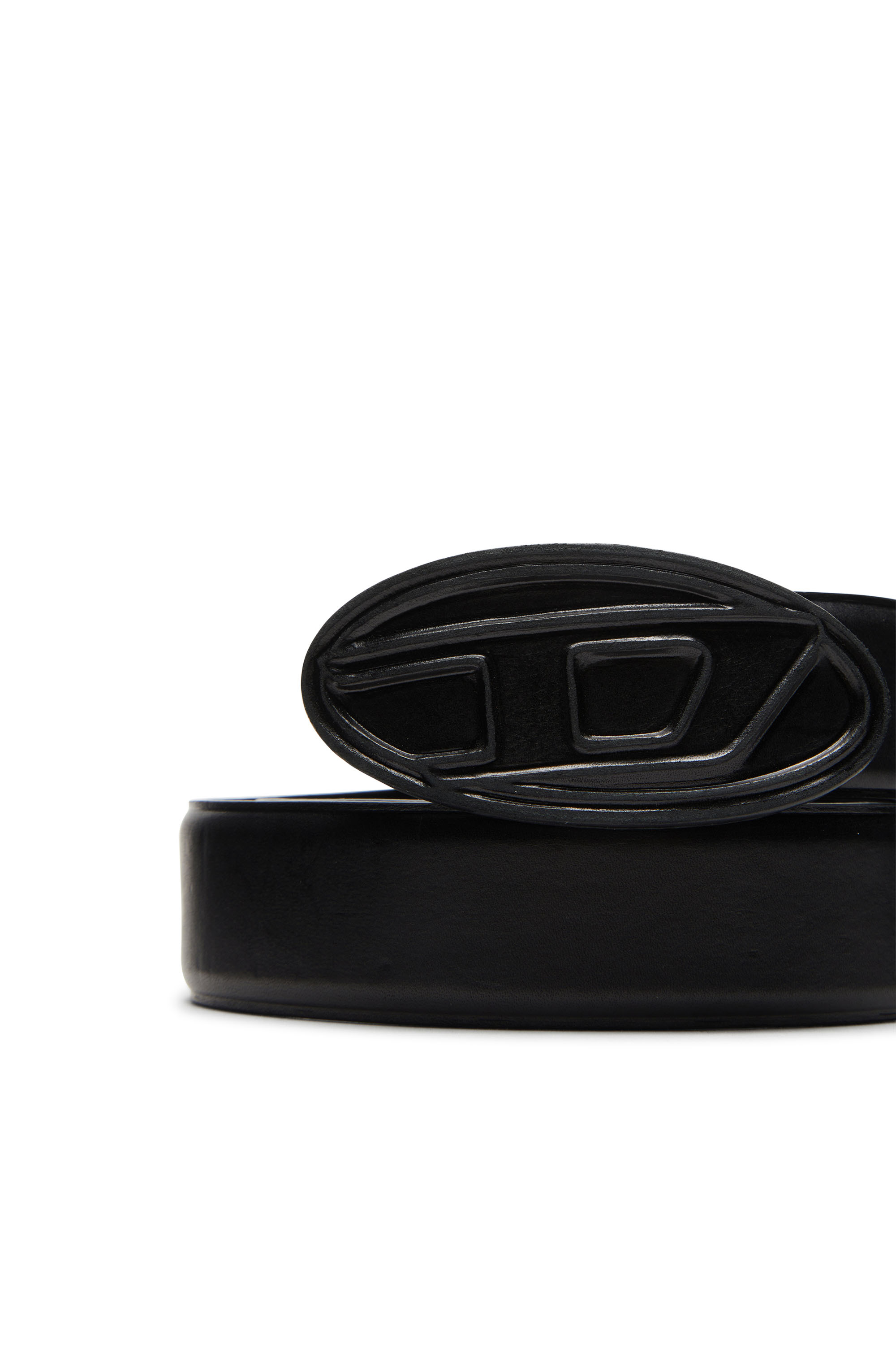 Diesel - B-1DR SCRATCH, Man Leather belt with leather-covered buckle in Black - Image 3