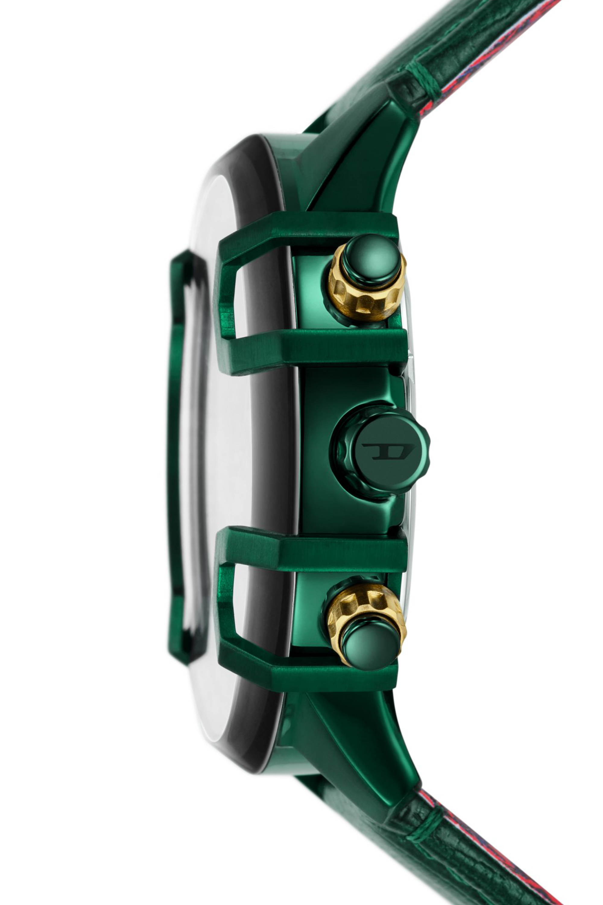 Diesel - DZ4651, Man Griffed chronograph green leather watch in Green - Image 3