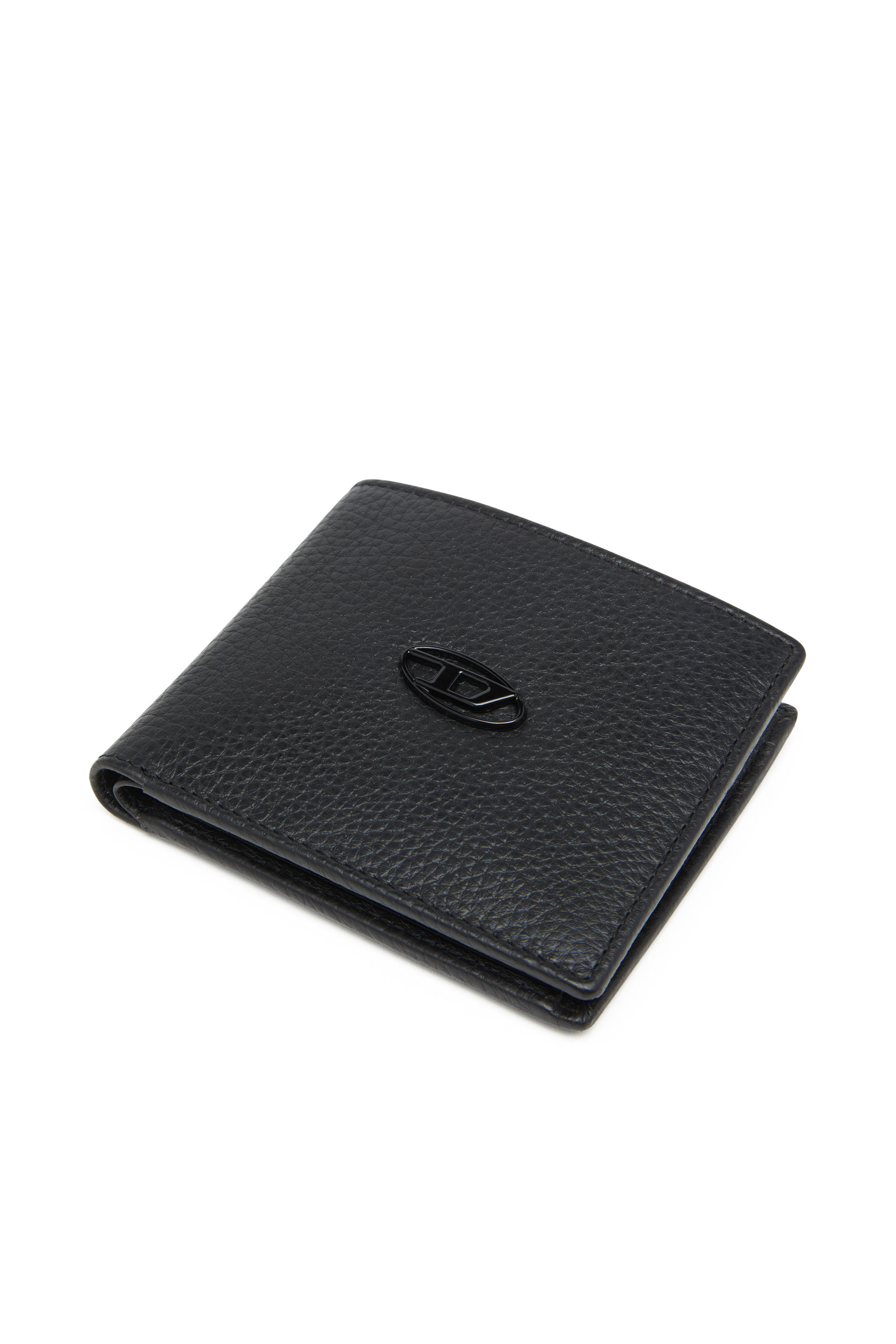 Diesel - BI FOLD COIN S, Man Bi-fold wallet in grainy leather in Black - Image 4
