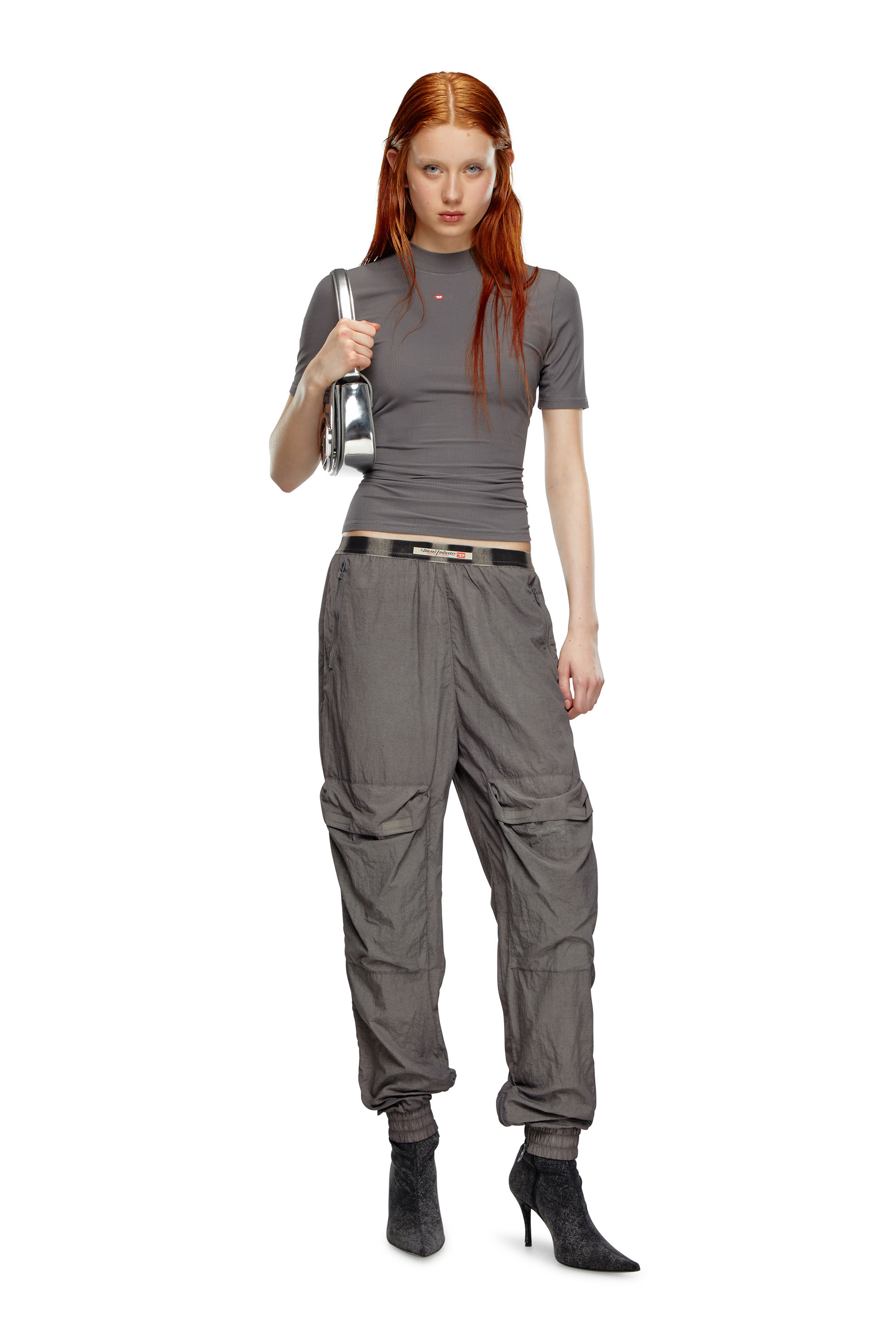 Diesel - P-ARADISE, Woman's Cargo pants in faded nylon in Grey - 2