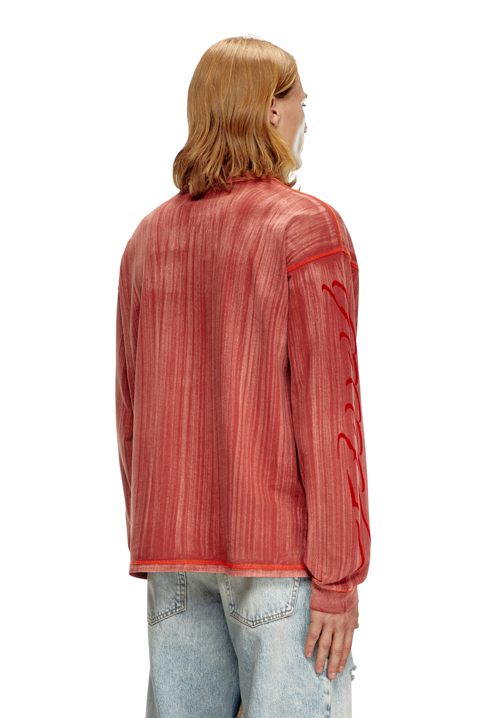 Diesel - T-BOXT-LS-Q2, Man's Long-sleeve T-shirt with brushstroke fading in Red - 4