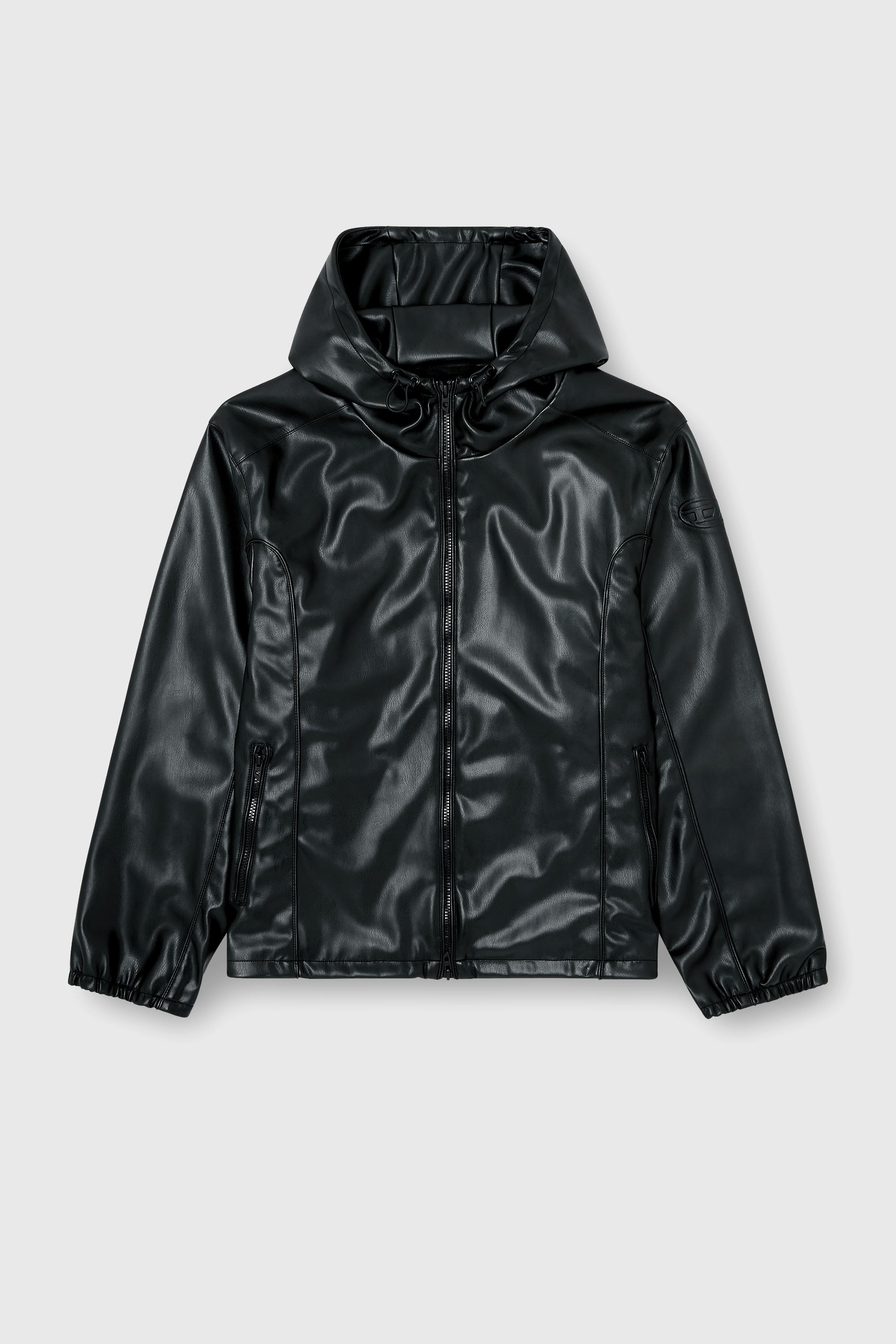 Diesel - J-HIVES-PGBX, Man's Hooded windbreaker in coated fabric in Black - 2