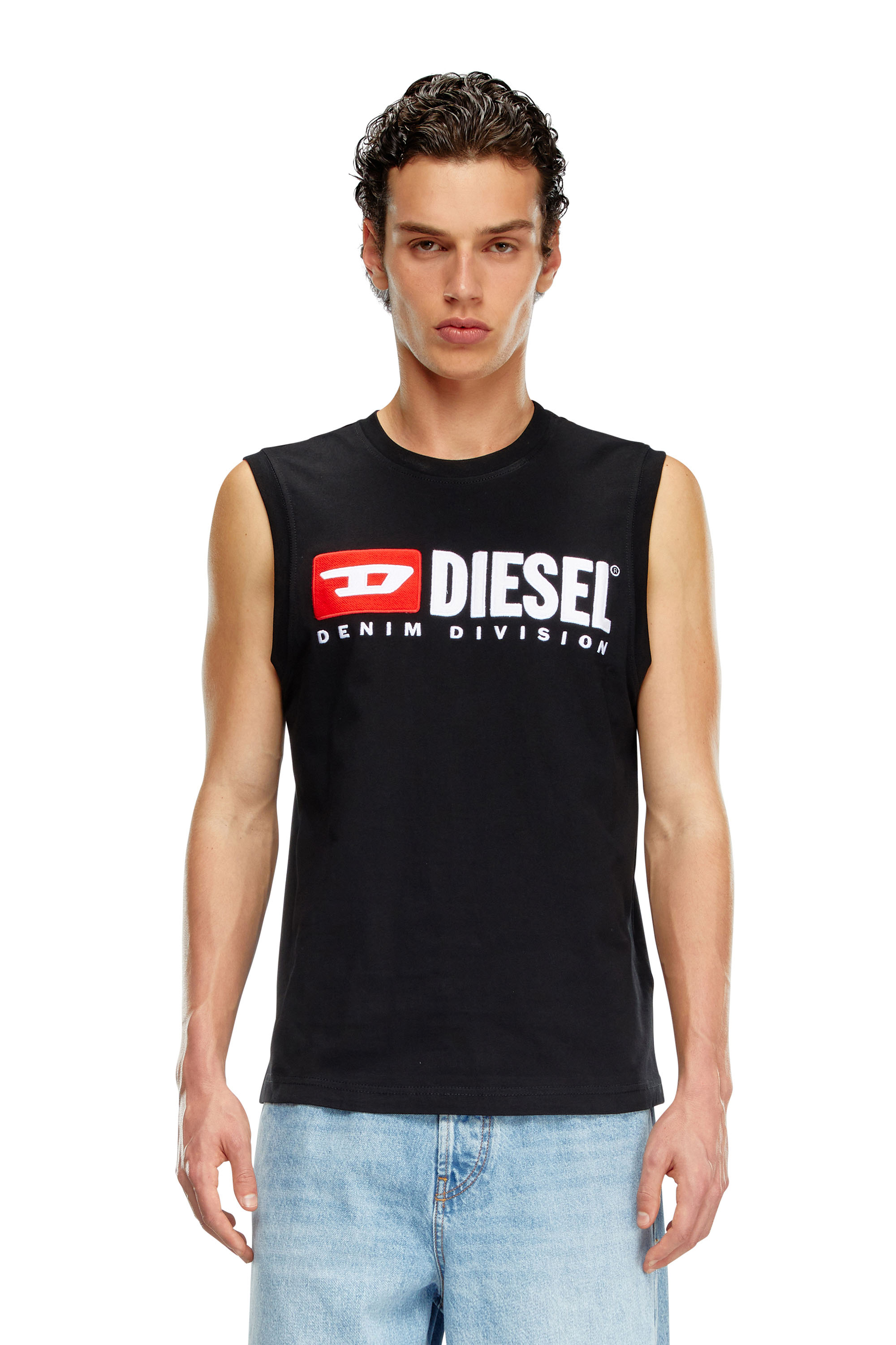 Diesel - T-ISCO-DIV, Man's Tank top with chest logo print in Black - 5