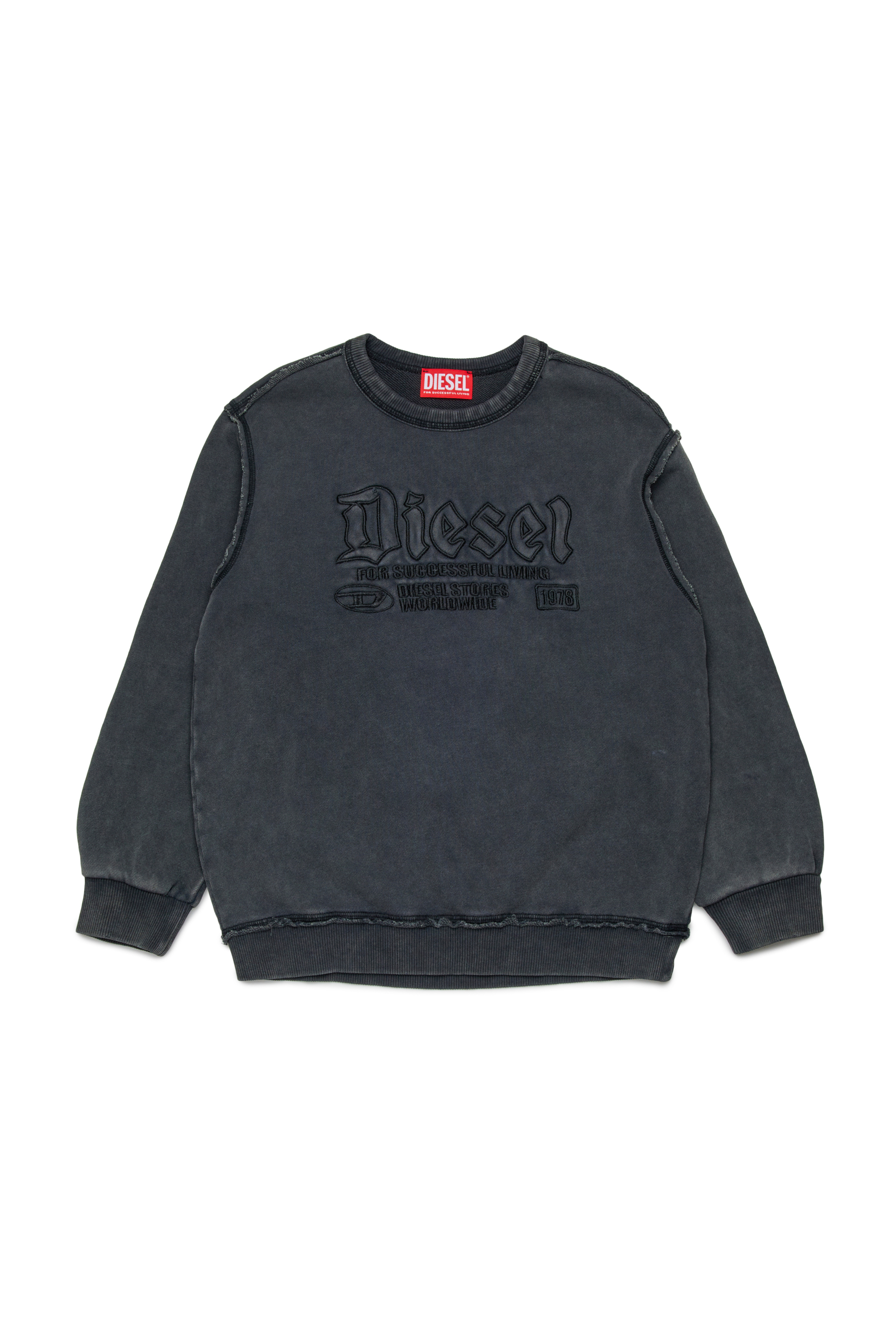 Diesel - SBOXTRAW OVER, Man's Cotton sweatshirt with embossed logo in Black - 1