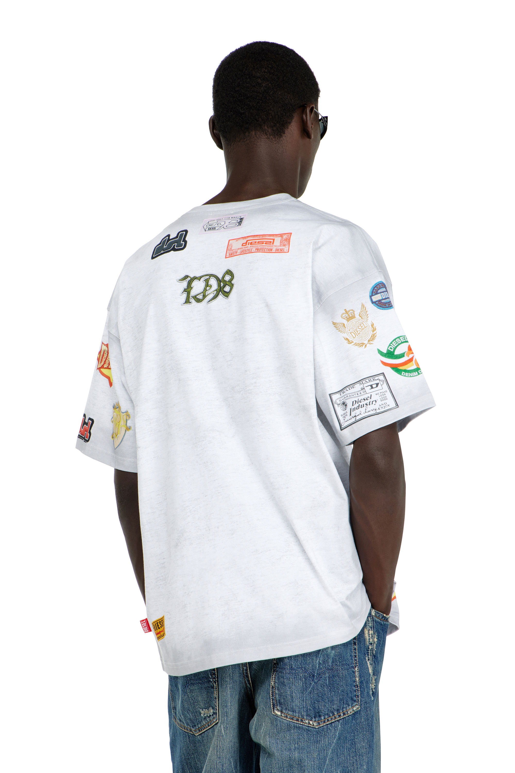 Diesel - T-BOXT-AA6, Man's Cotton T-shirt with all-over patches print in White - 4