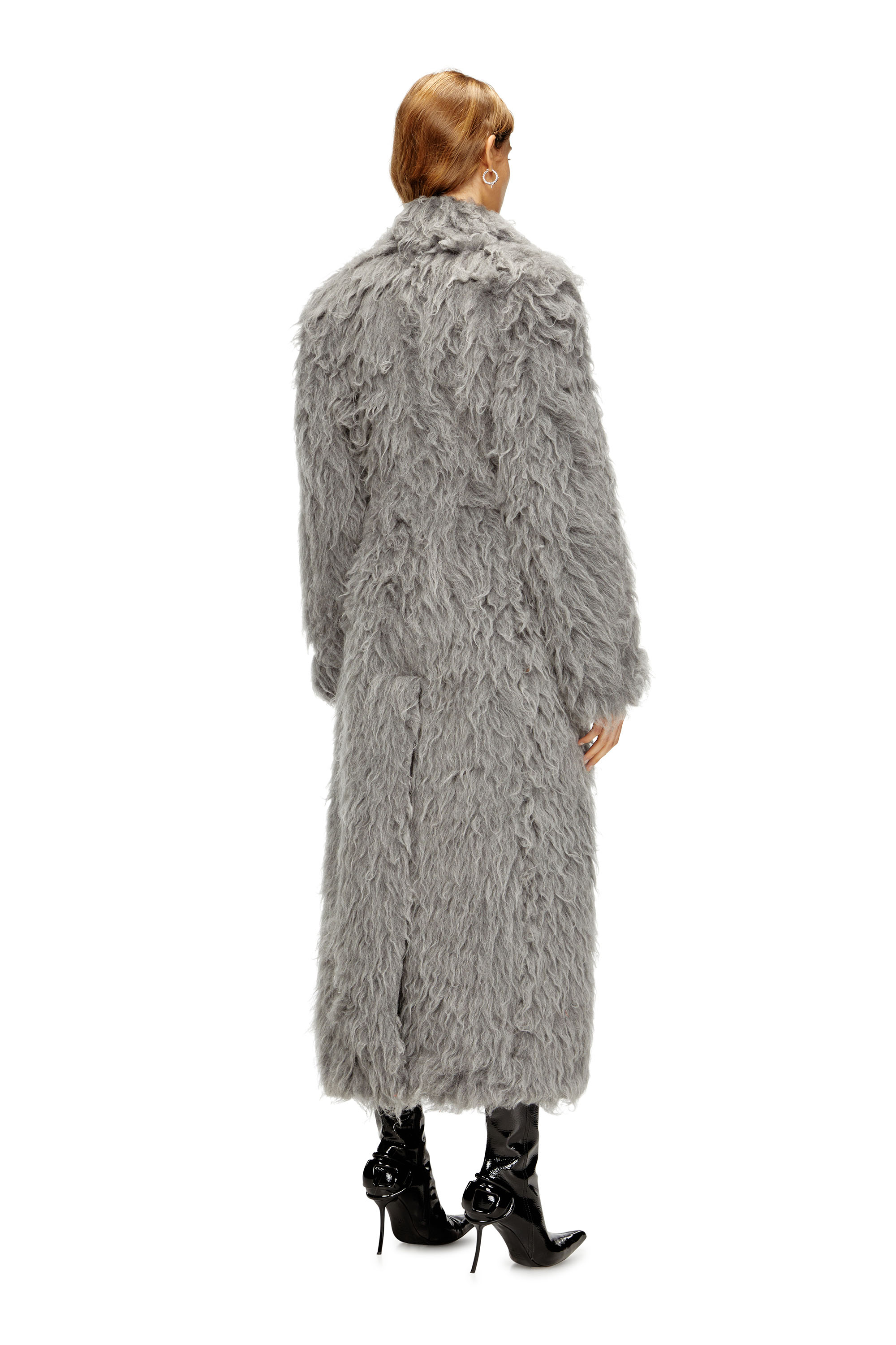 Diesel - W-GLAMO-R1, Woman's Shaggy coat in Grey - 4