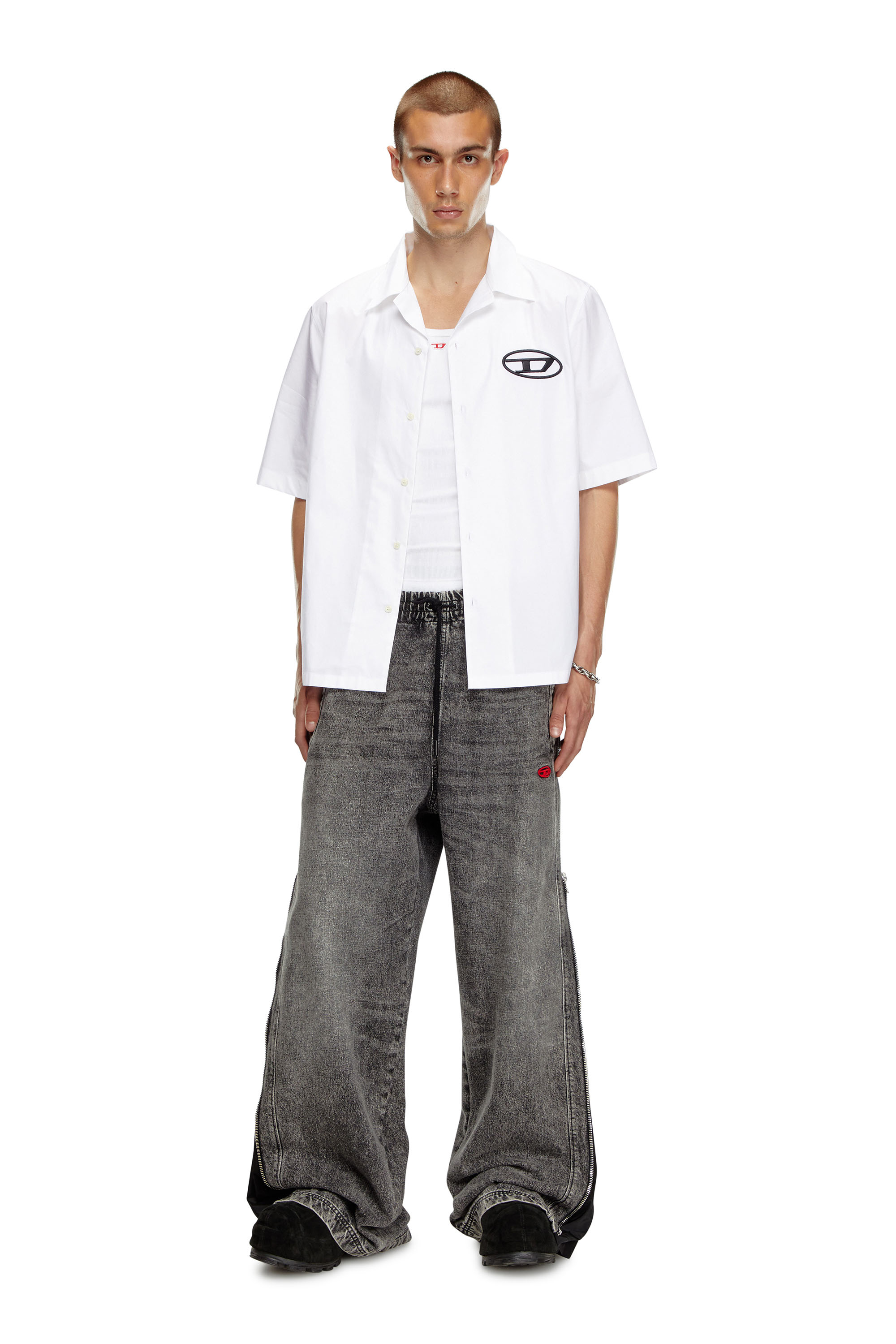 Diesel - S-MAC-C, Man Bowling shirt with logo embroidery in White - Image 2