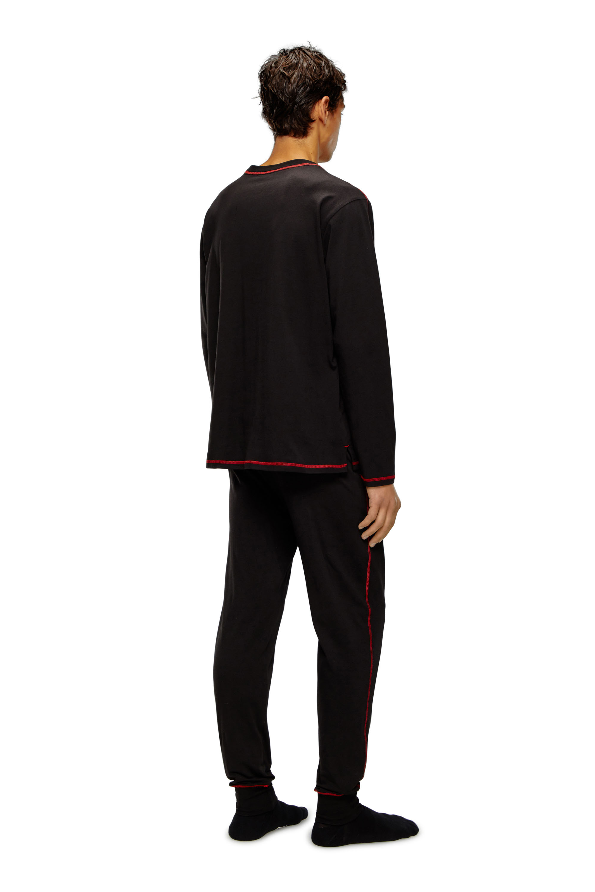 Diesel - UMSET-WILLONG, Man Long pyjamas with contrast stitching in Black - Image 2