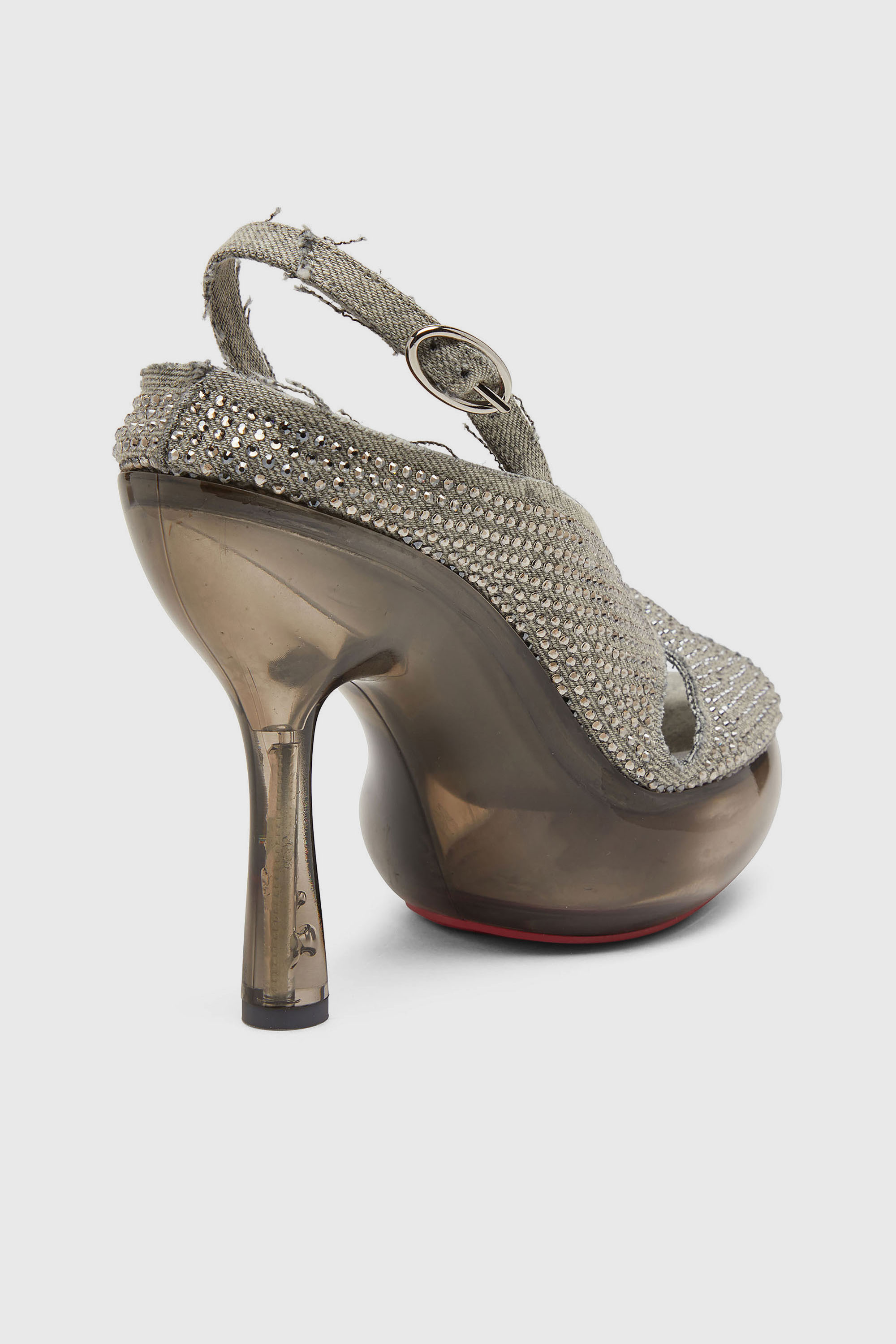 Diesel - D-LAKE PLATFORM SDL, Woman's D-Lake-Platform sandals in crystal denim and plexiglass in Grey - 5