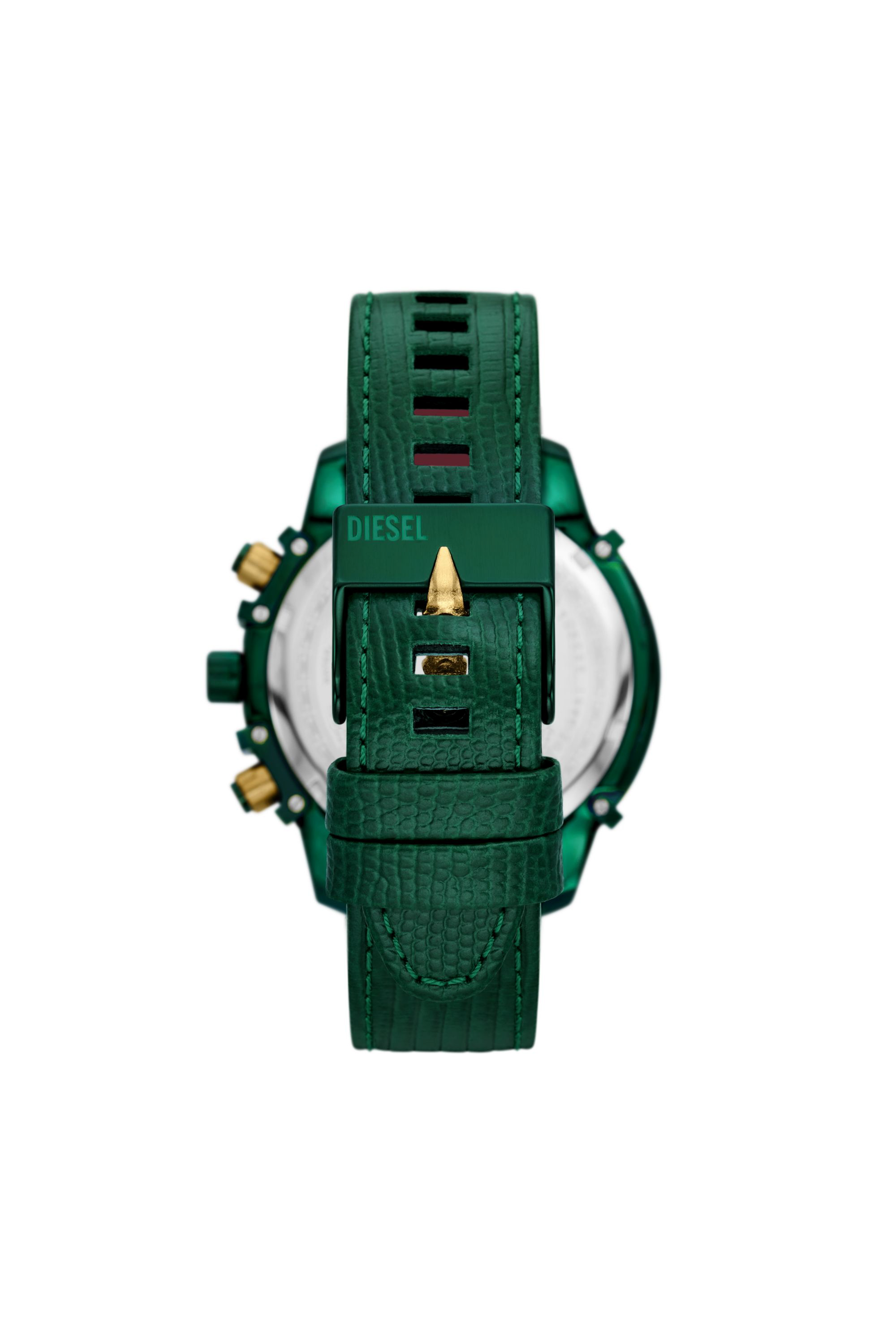 Diesel - DZ4651, Man Griffed chronograph green leather watch in Green - Image 2