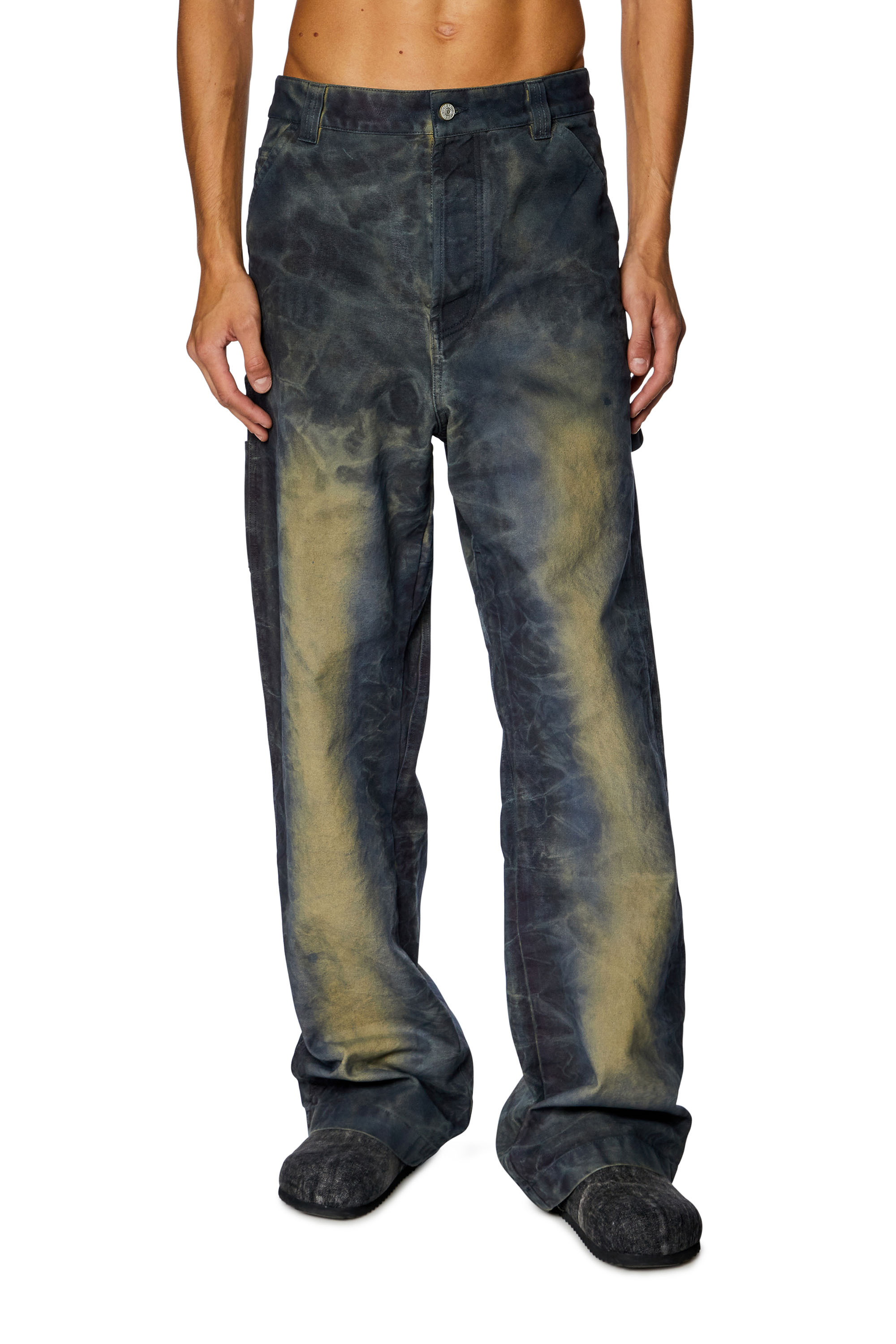Diesel - P-LIVERY, Man Utility pants in treated canvas in Blue - Image 1