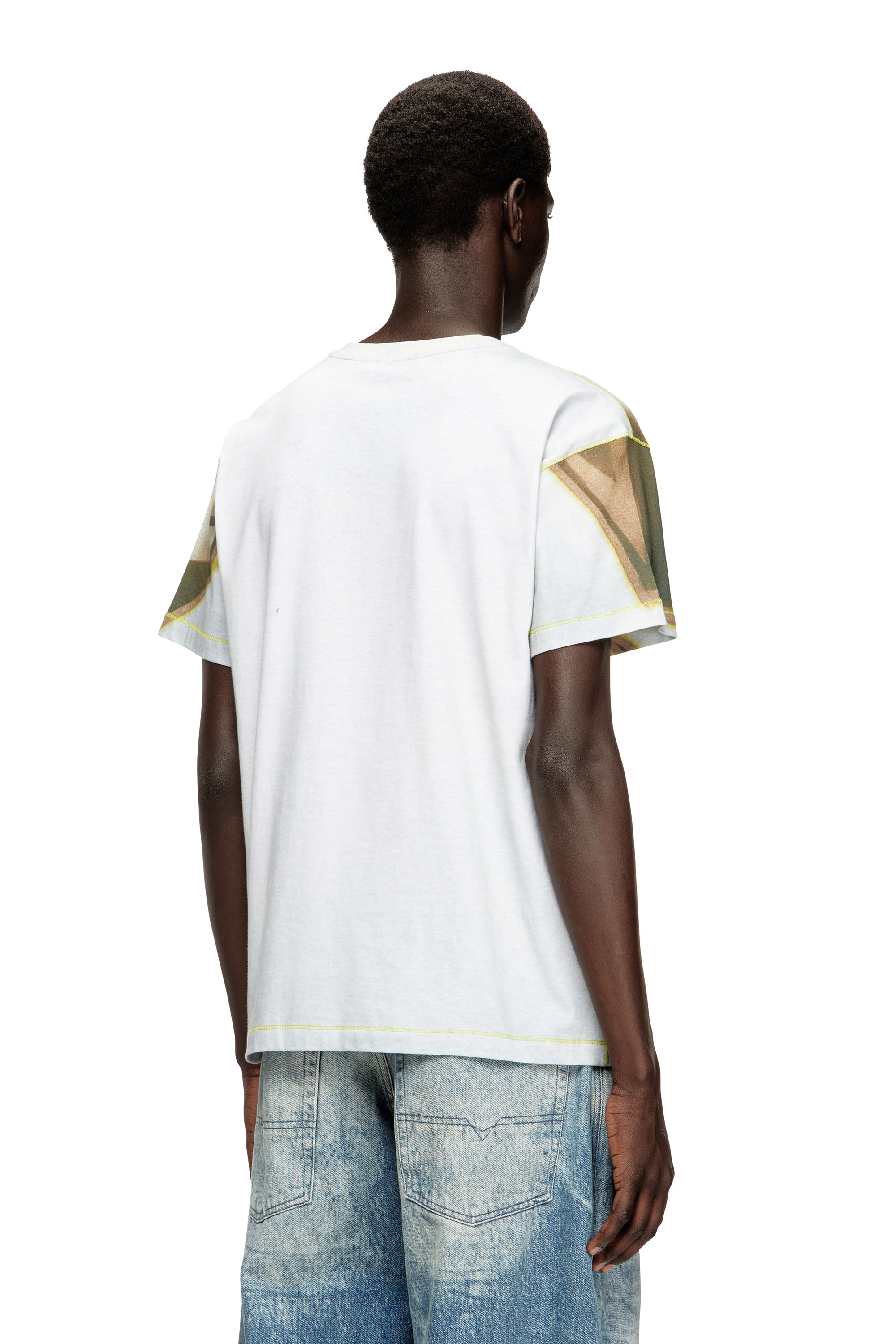 Diesel - T-NORM-SHOW, Man's T-shirt with graffiti print in Green/Grey - 4