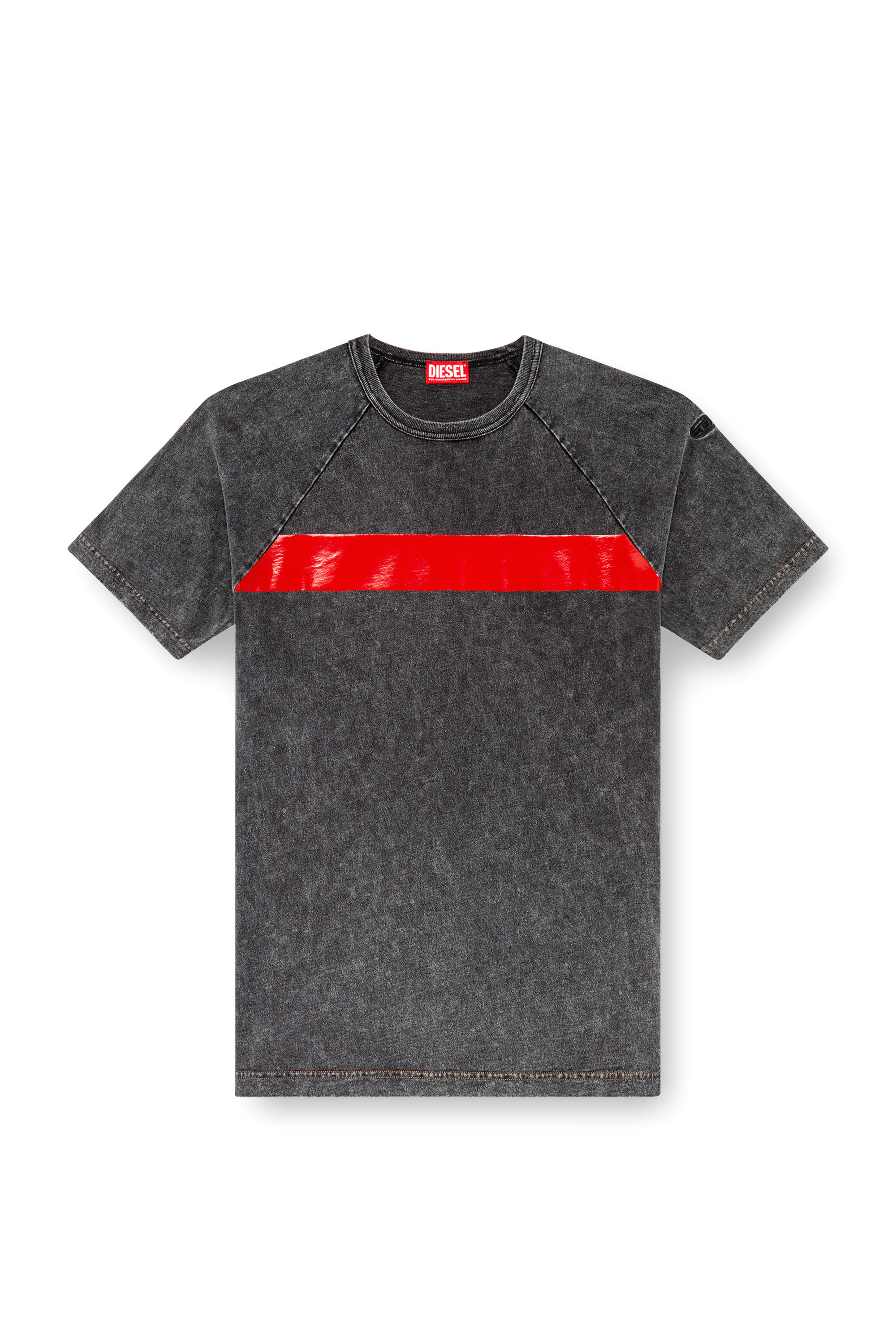 Diesel - T-RADJUST-Q1, Man's Marble-effect T-shirt with glossy band in Black - 3