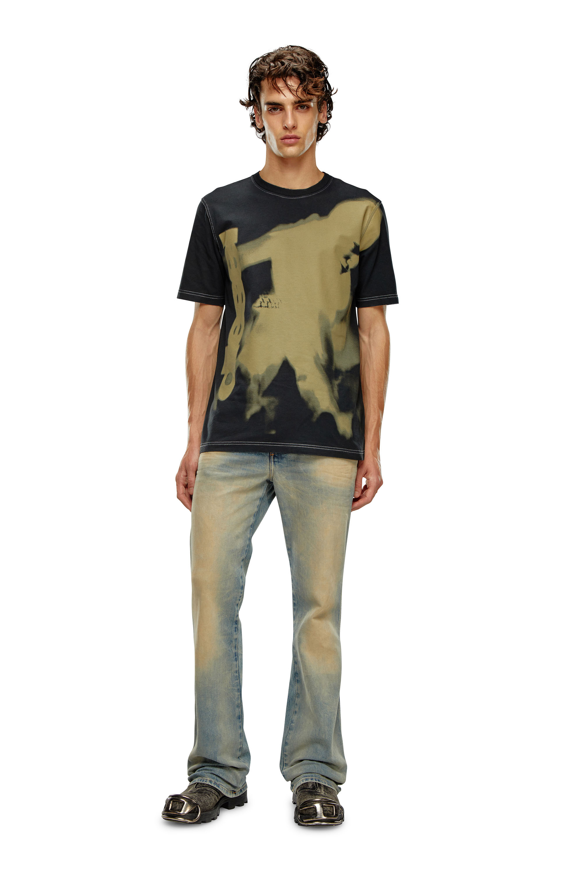 Diesel - T-JUST-N13, Man T-shirt with smudged print in Black - Image 2