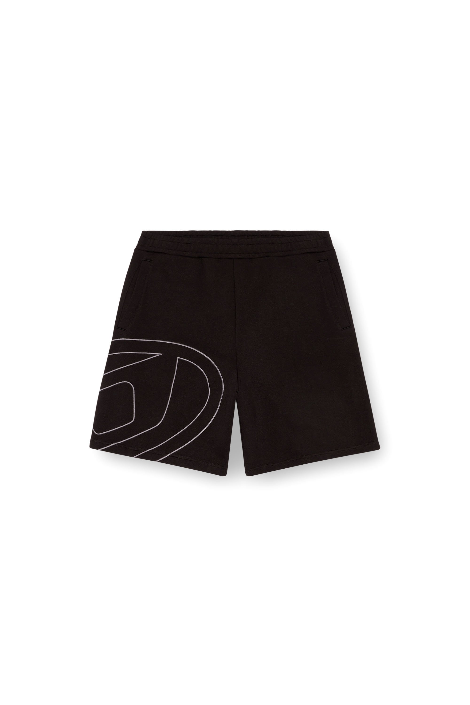 Diesel - P-CROW-MEGOVAL, Man's Sweat shorts with maxi D logo in Black - 3