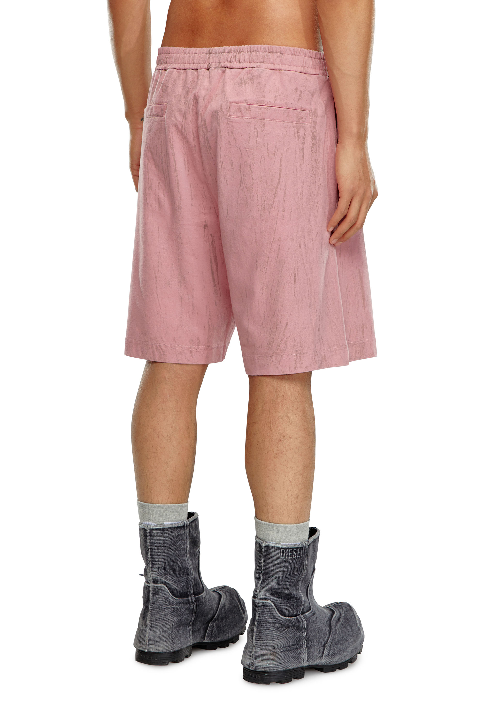 Diesel - P-CROWN-N1, Man Jersey shorts with cracked effect in Pink - Image 4