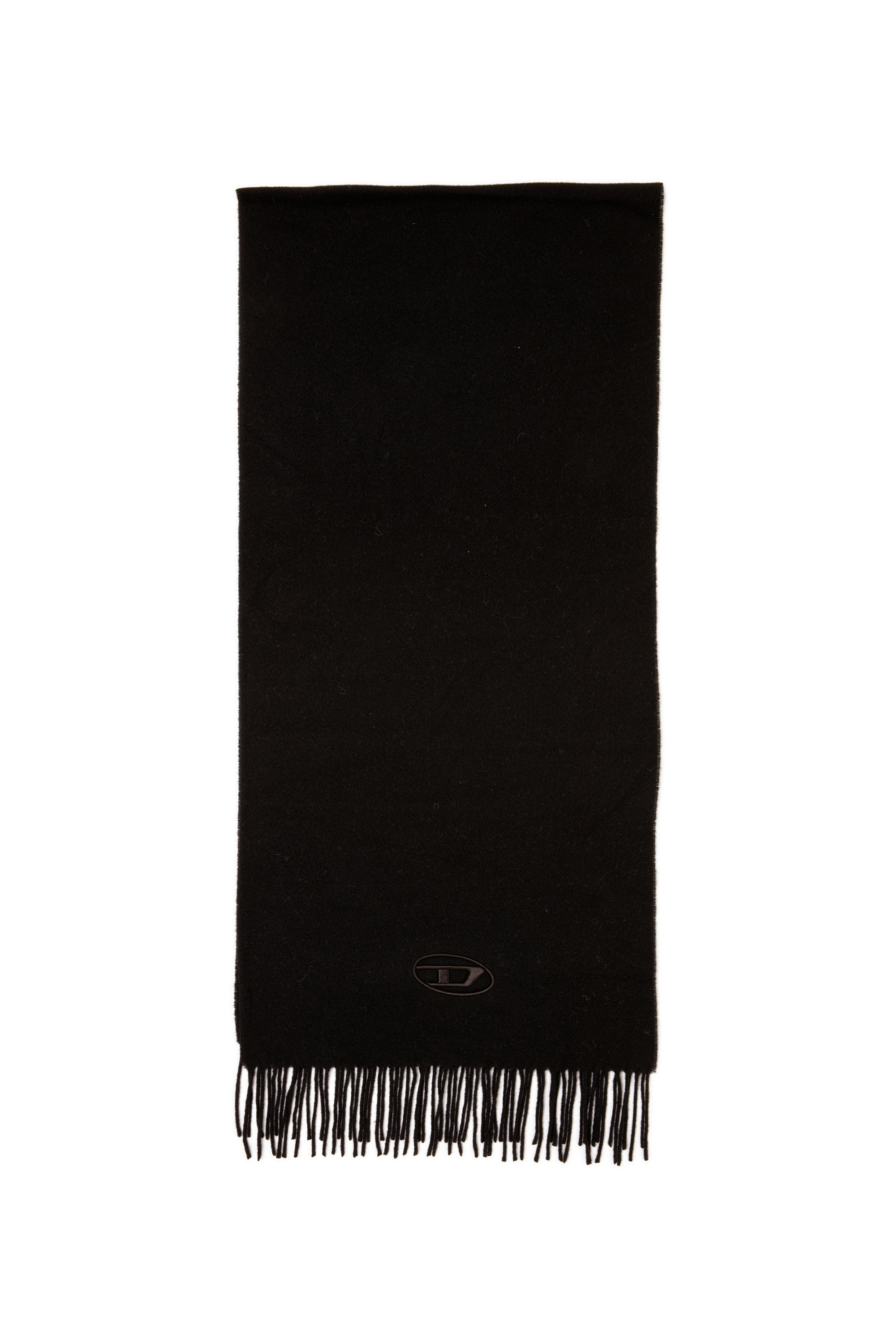 Diesel - S-IMON-D-LONG, Man's Wool-blend scarf with fringed edges in Black - 1