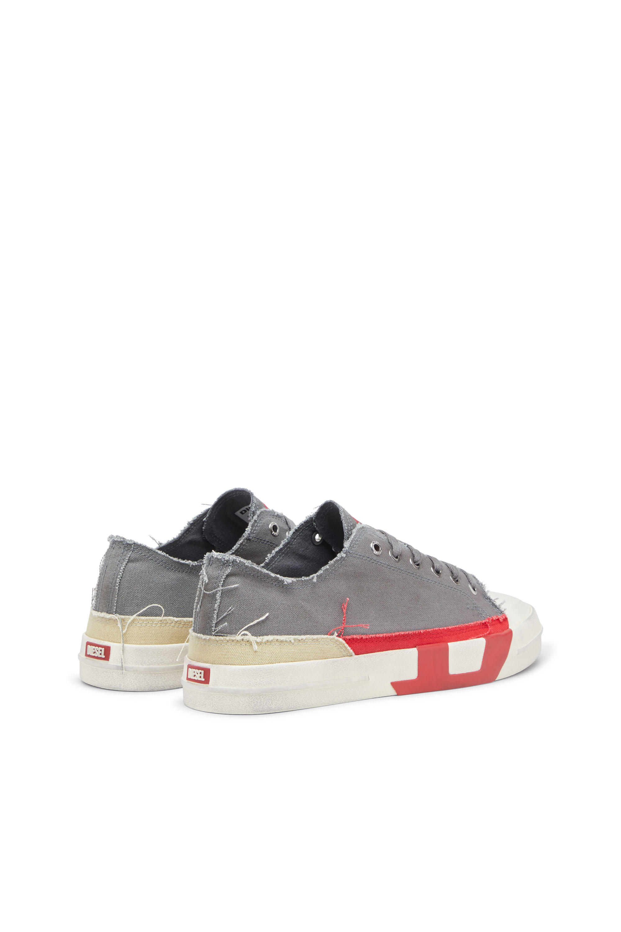 S-D-VERSE LOW, Grey Diesel - S-D-VERSE LOW, Man's S-D-Verse-Dirty-effect canvas sneakers in Grey - 3