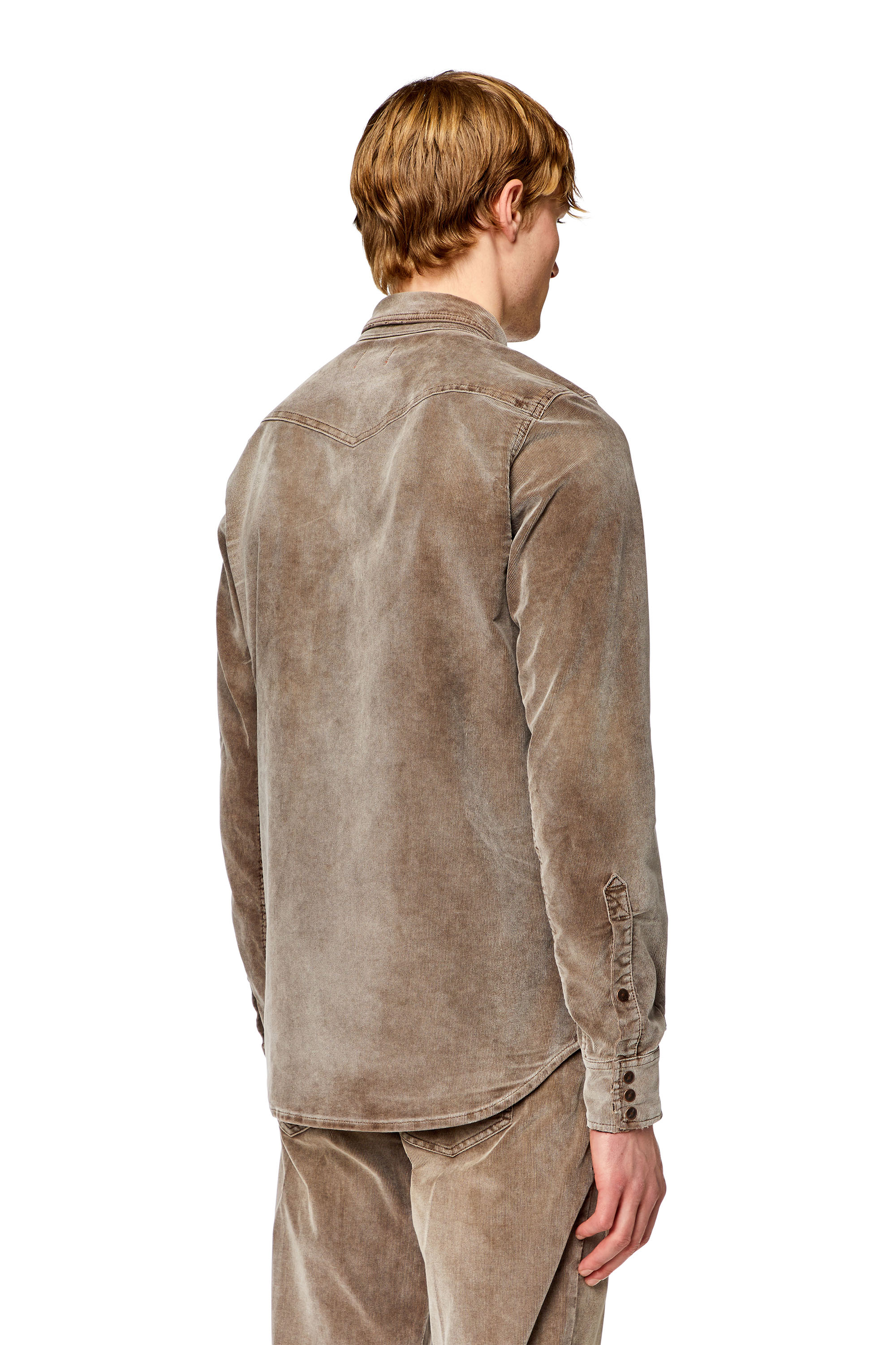 Diesel - D-VEGA, Man Overshirt in velvet denim in Brown - Image 4