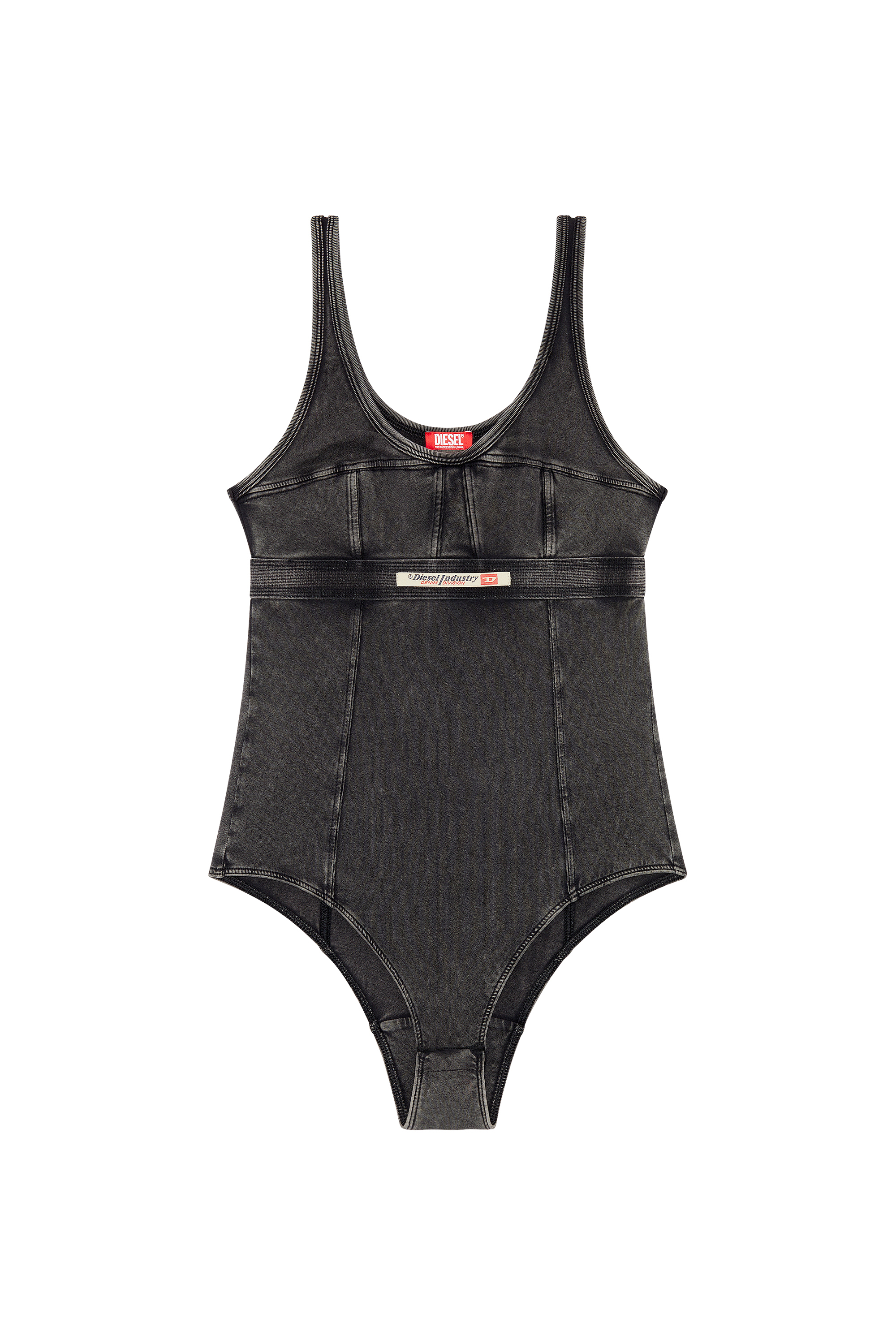 Diesel - UFBY-SELIMA, Woman Bodysuit in denim-effect jersey in Black - Image 5