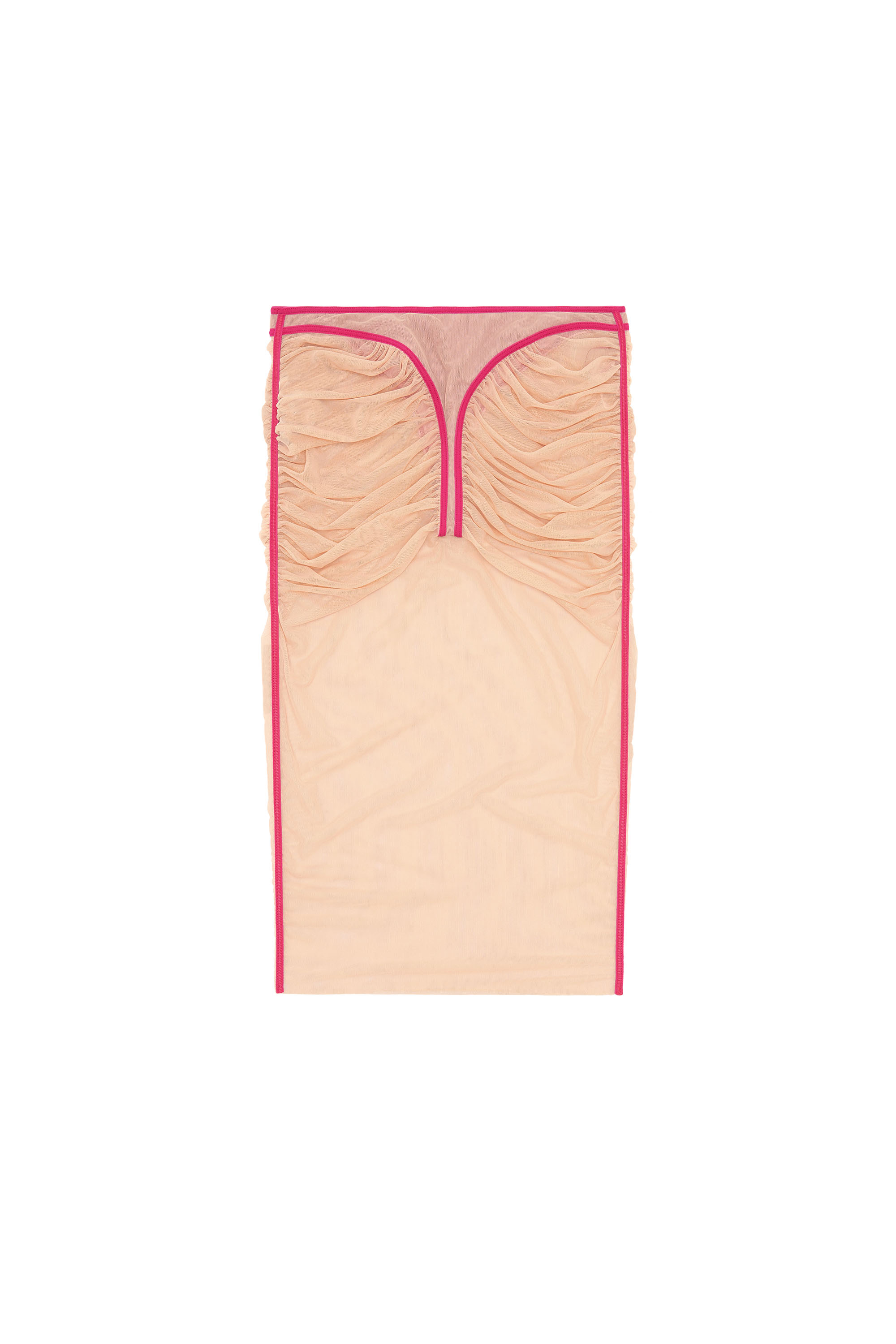 Diesel - O-LYLA, Woman Sheer midi skirt in ruched tulle in Pink - Image 3