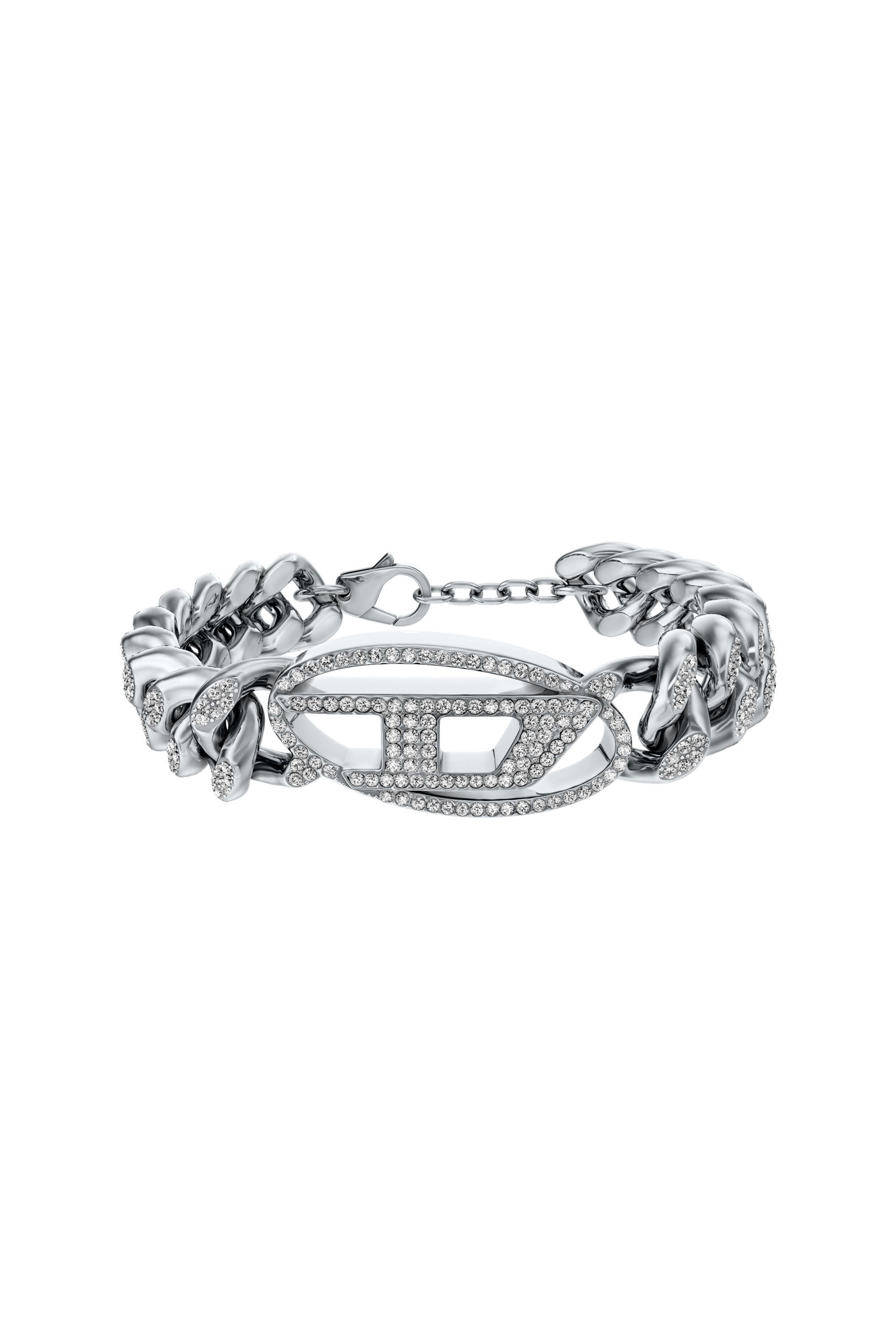 Diesel - DX1707040 JEWELLERY, Unisex's Stainless steel Oval D glitz chain bracelet in Silver - 1