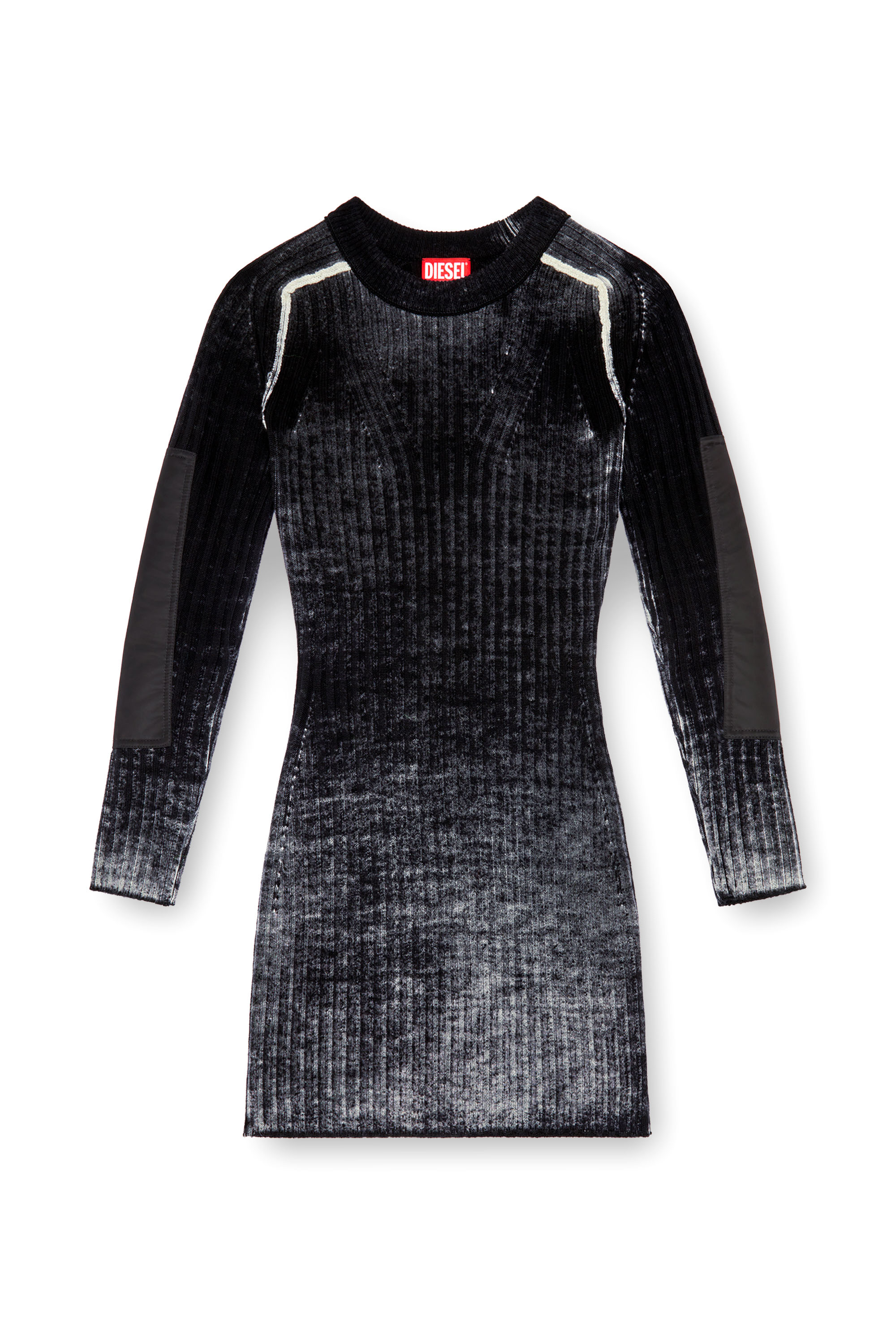 Diesel - M-ARTISTA, Woman's Short dress in treated wool knit in Black - 1