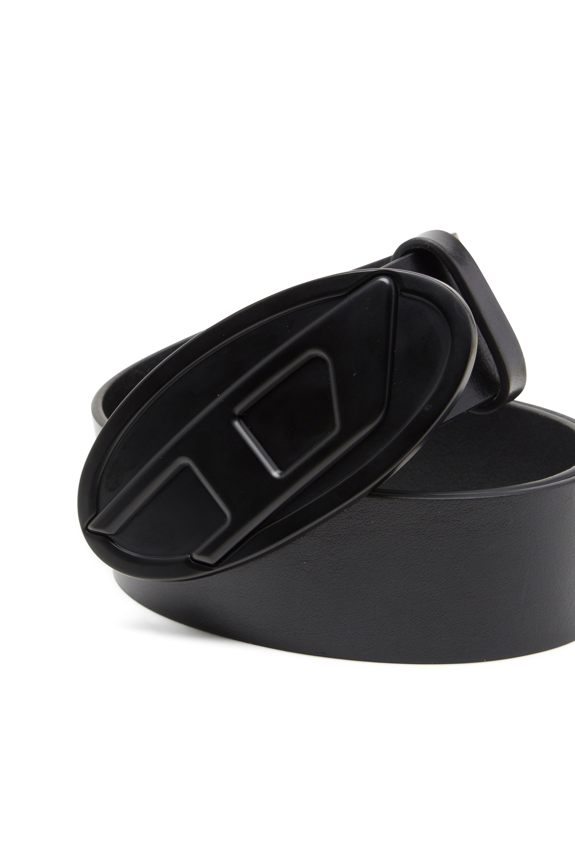 Diesel - B-1DR 2.0, Woman's 4cm leather belt with Oval D plaque in Black - 3