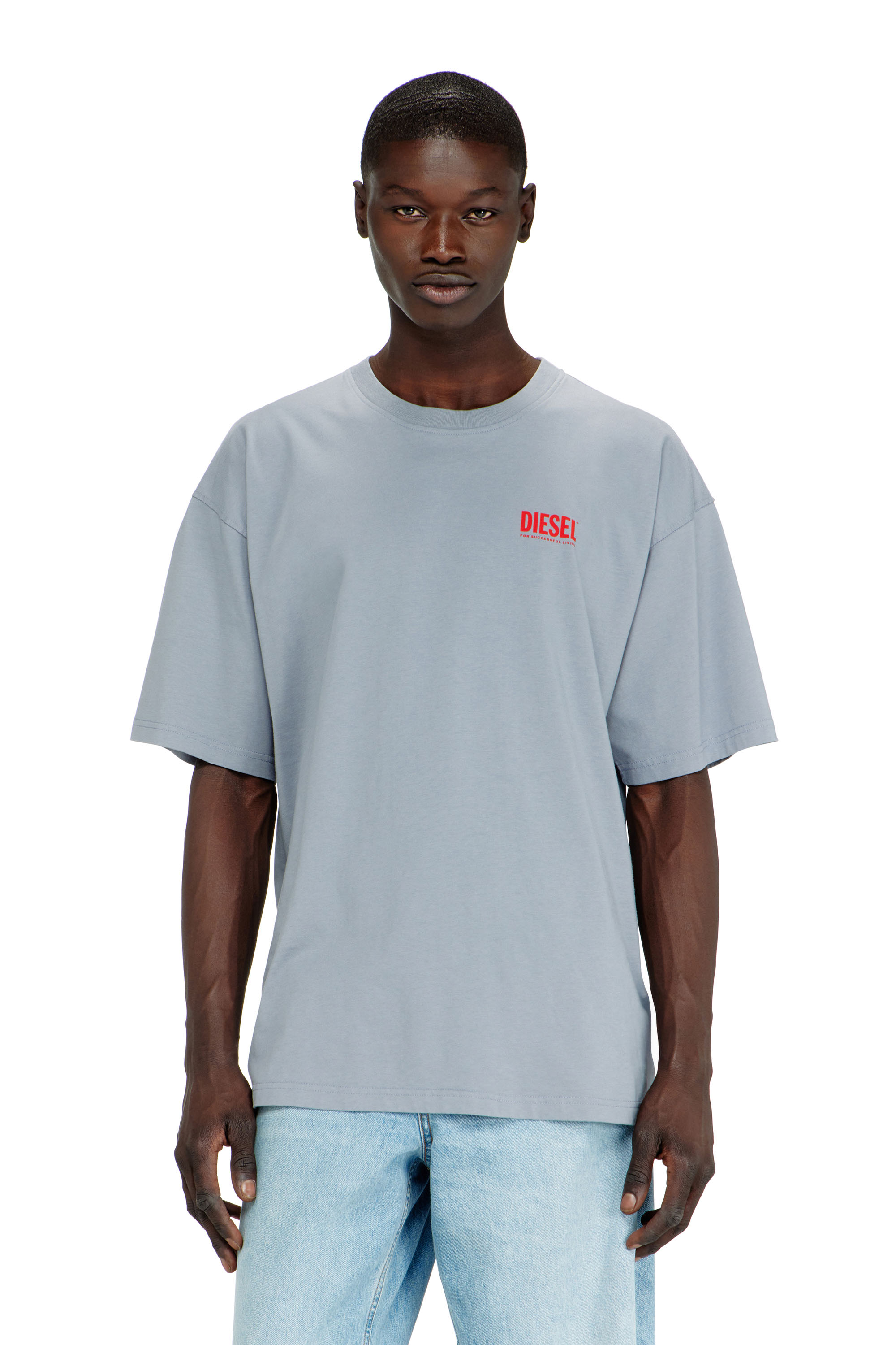 Diesel - T-BOXT-BISK, Man's Cotton T-shirt with Diesel Biscotto print in Light Grey - 1