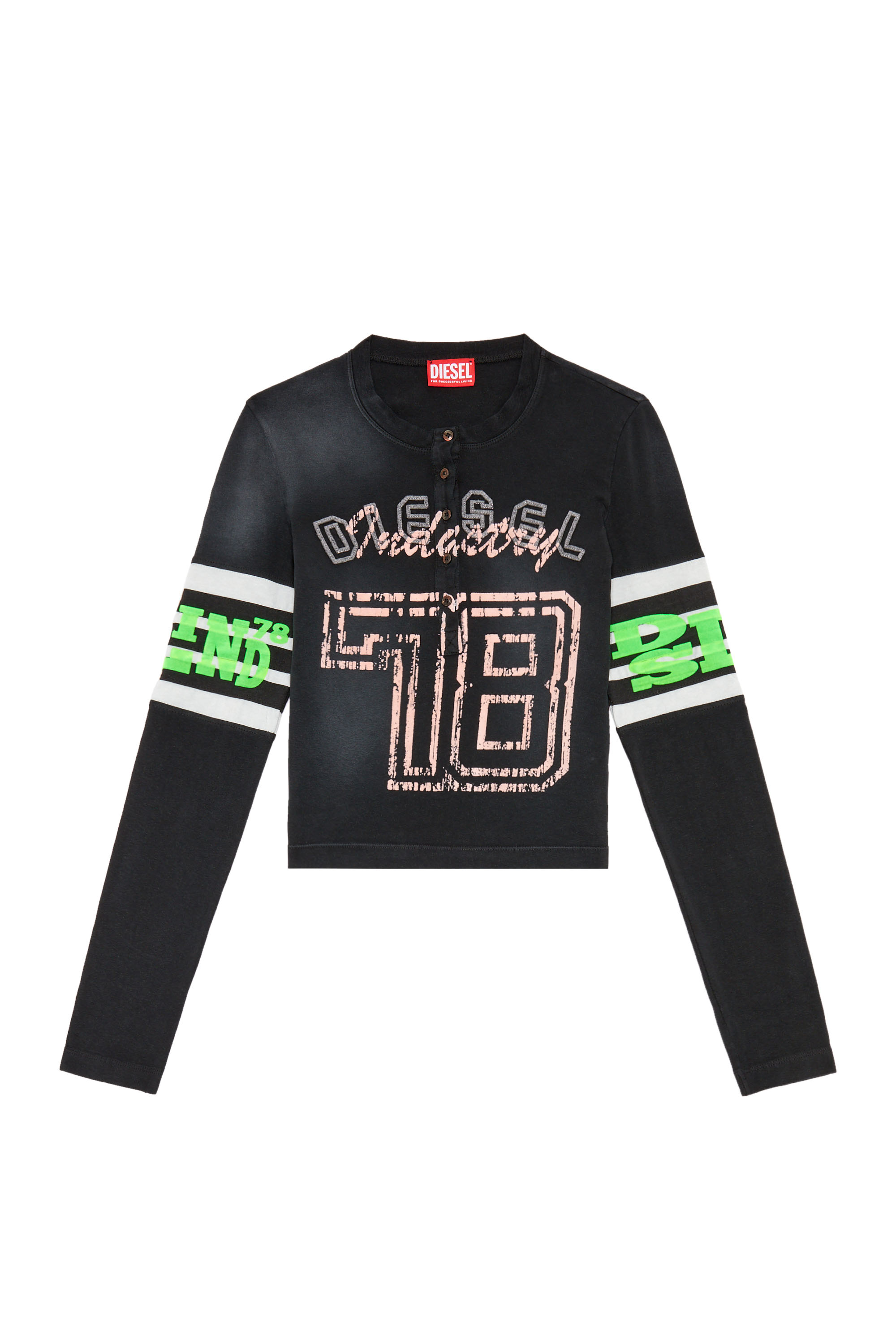 Diesel - T-UNCSERAFIN, Woman Top in treated jersey with flock prints in Black - Image 4