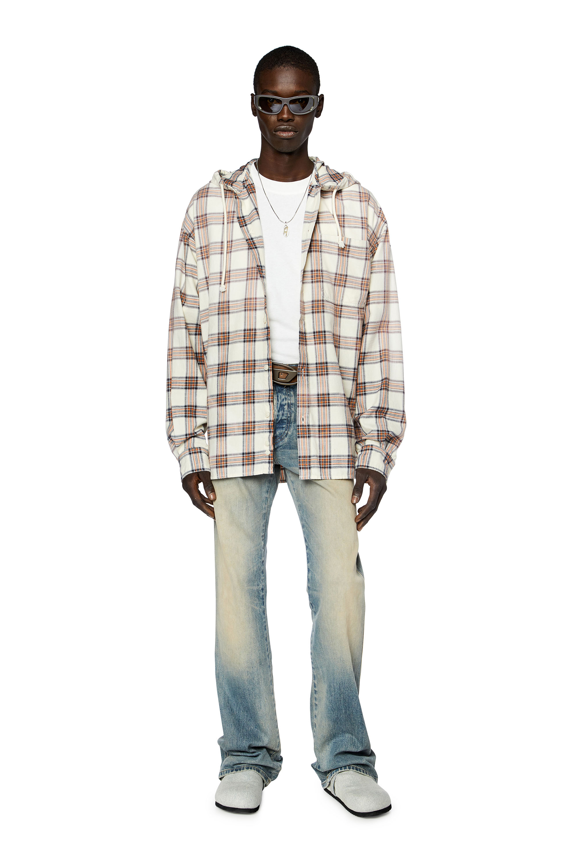 Diesel - S-DEWNY-HOOD, Man Hooded overshirt in check cotton flannel in Multicolor - Image 2