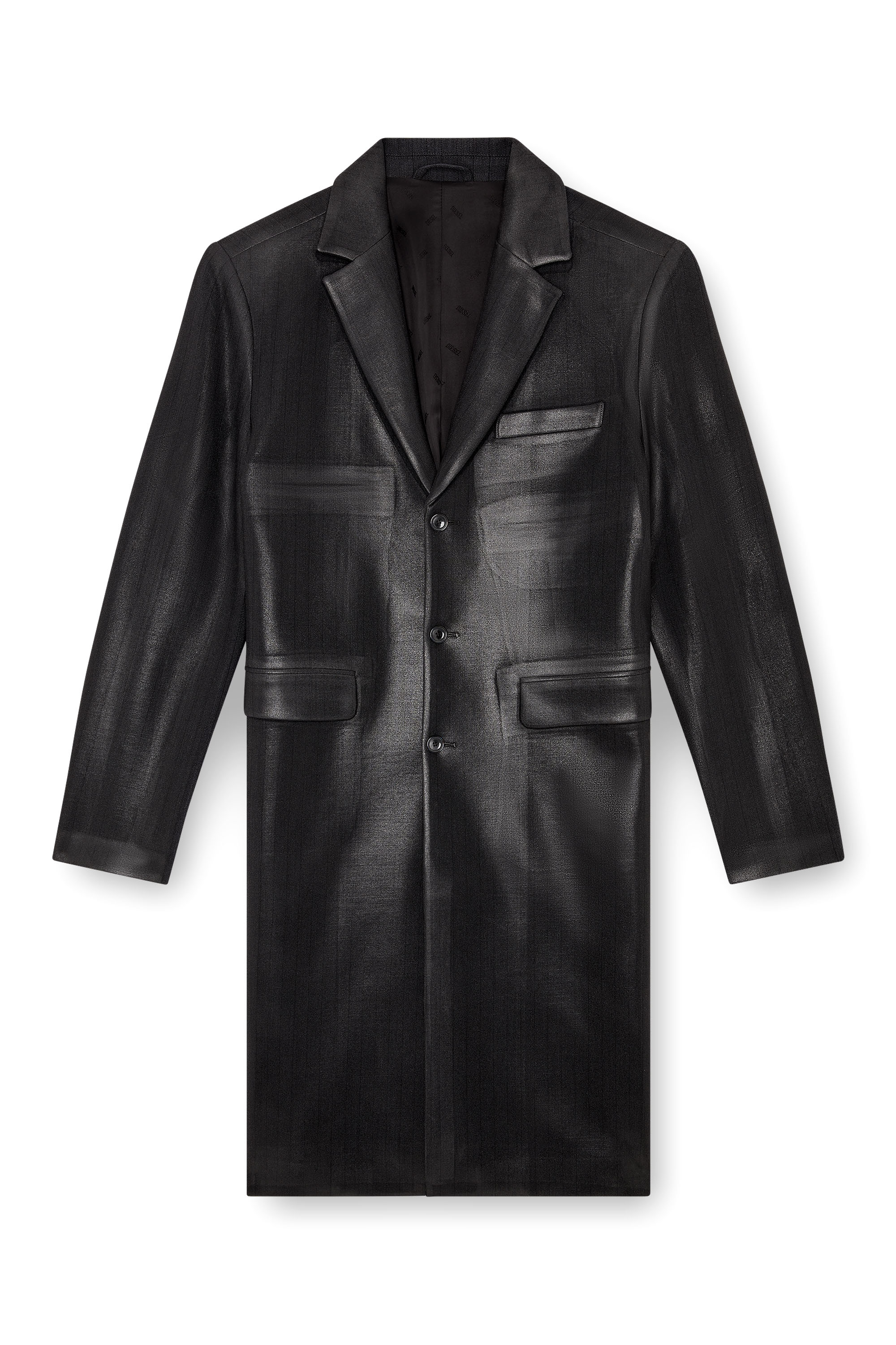 Diesel - J-DENNER, Man's Coat in pinstriped cool wool in Black - 3