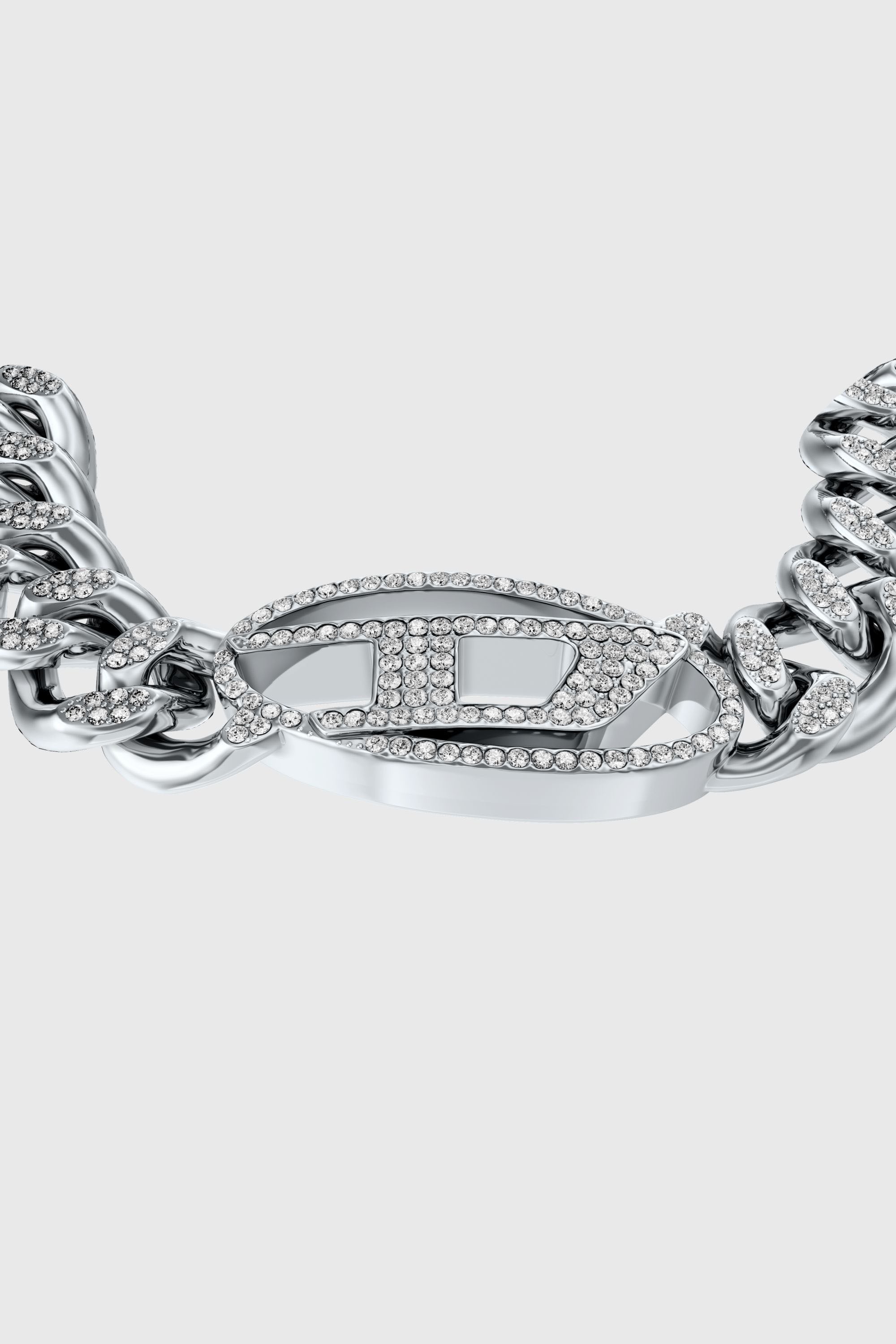 Diesel - DX1707040 JEWELLERY, Unisex's Stainless steel Oval D glitz chain bracelet in Silver - 2