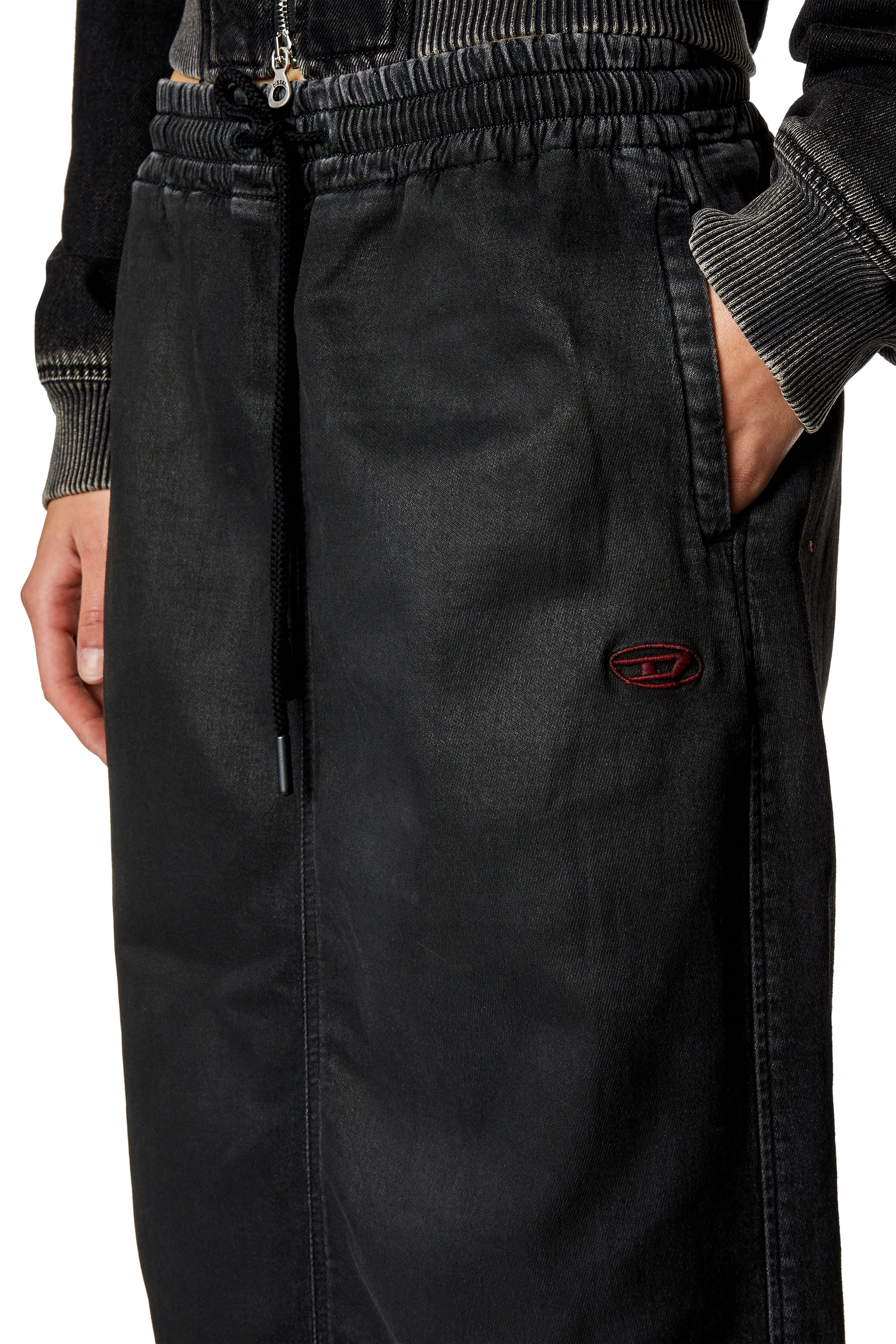 Diesel - DE-OREN JOGG, Woman Skirt in coated denim in Black - Image 4