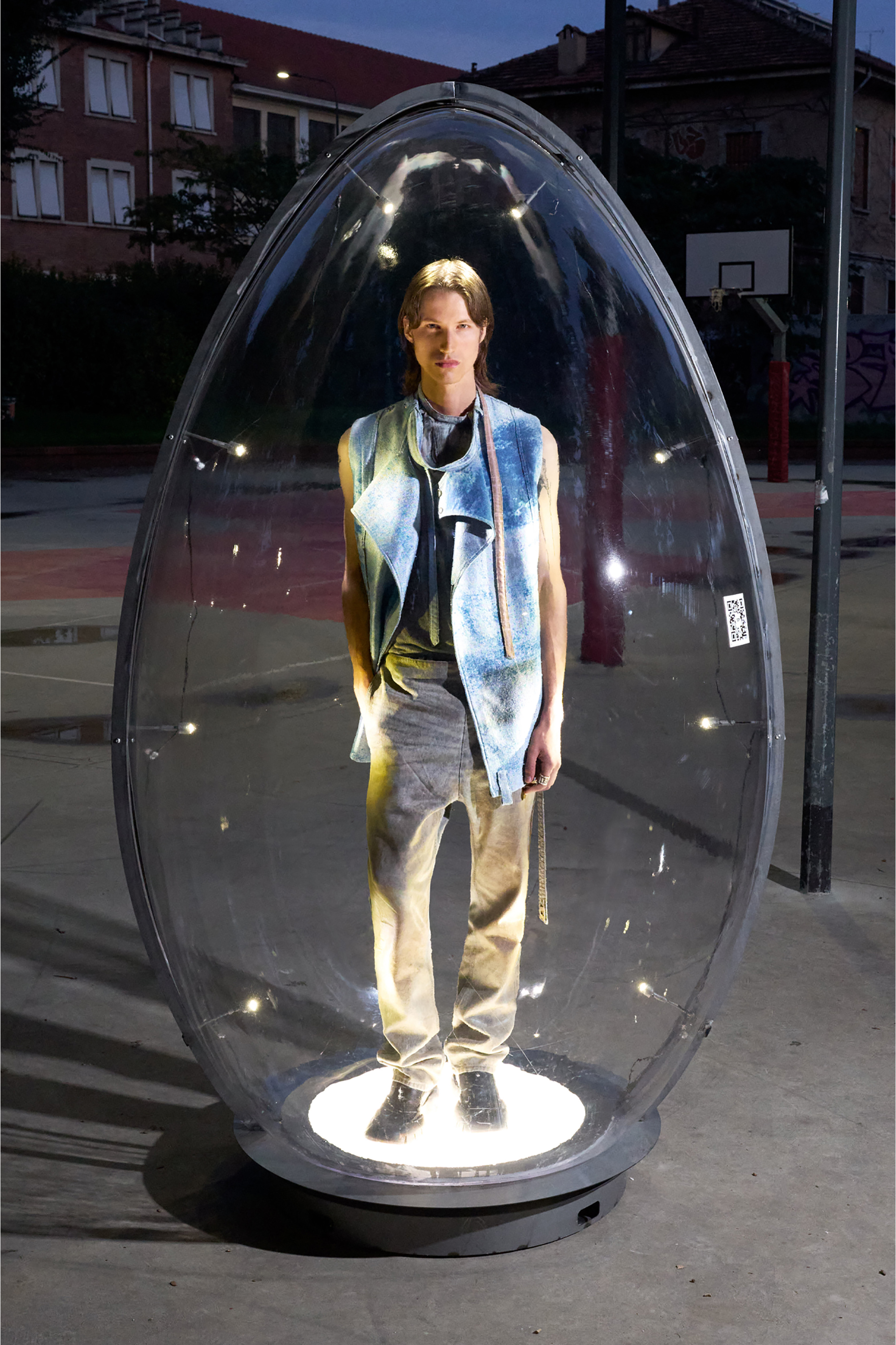 Diesel - T-GARY, Man's Rib-jersey top with biker neck strap in Grey - 3