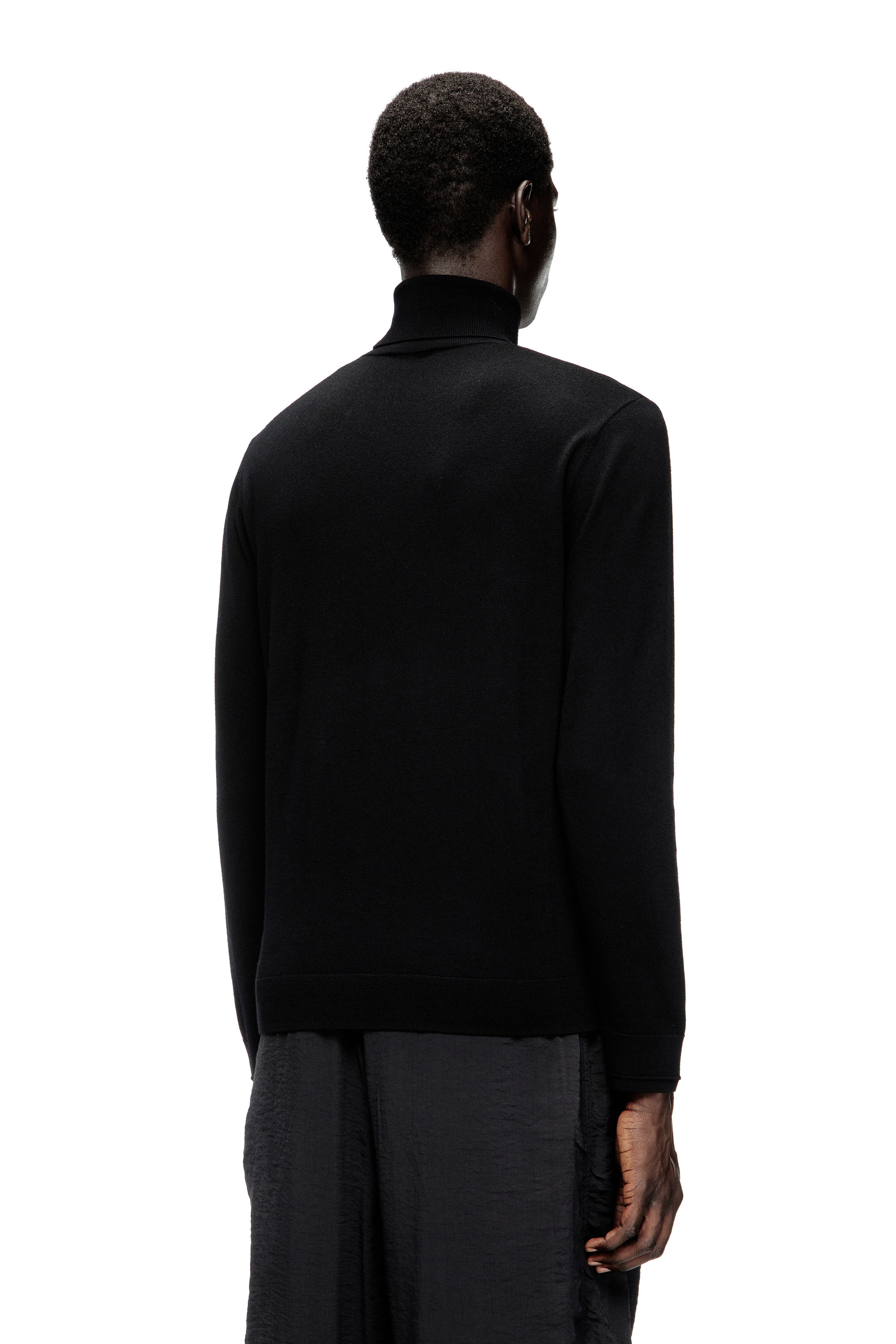 Diesel - K-VARTA, Man's Wool turtleneck jumper with cut-out logo in Black - 4