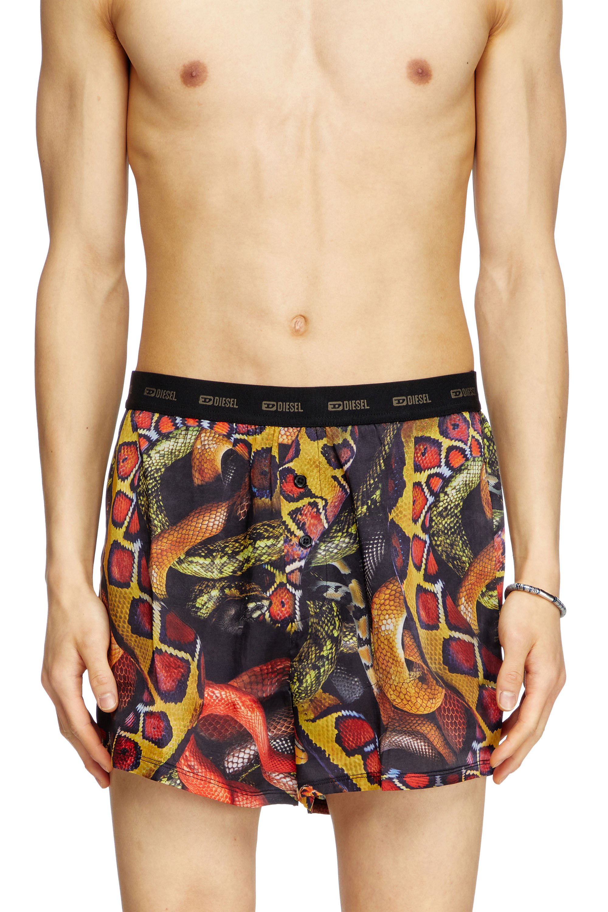 Diesel - STARK-UTLT-SNAKE, Man's Satin boxer shorts with snake print in Multicolor - 2