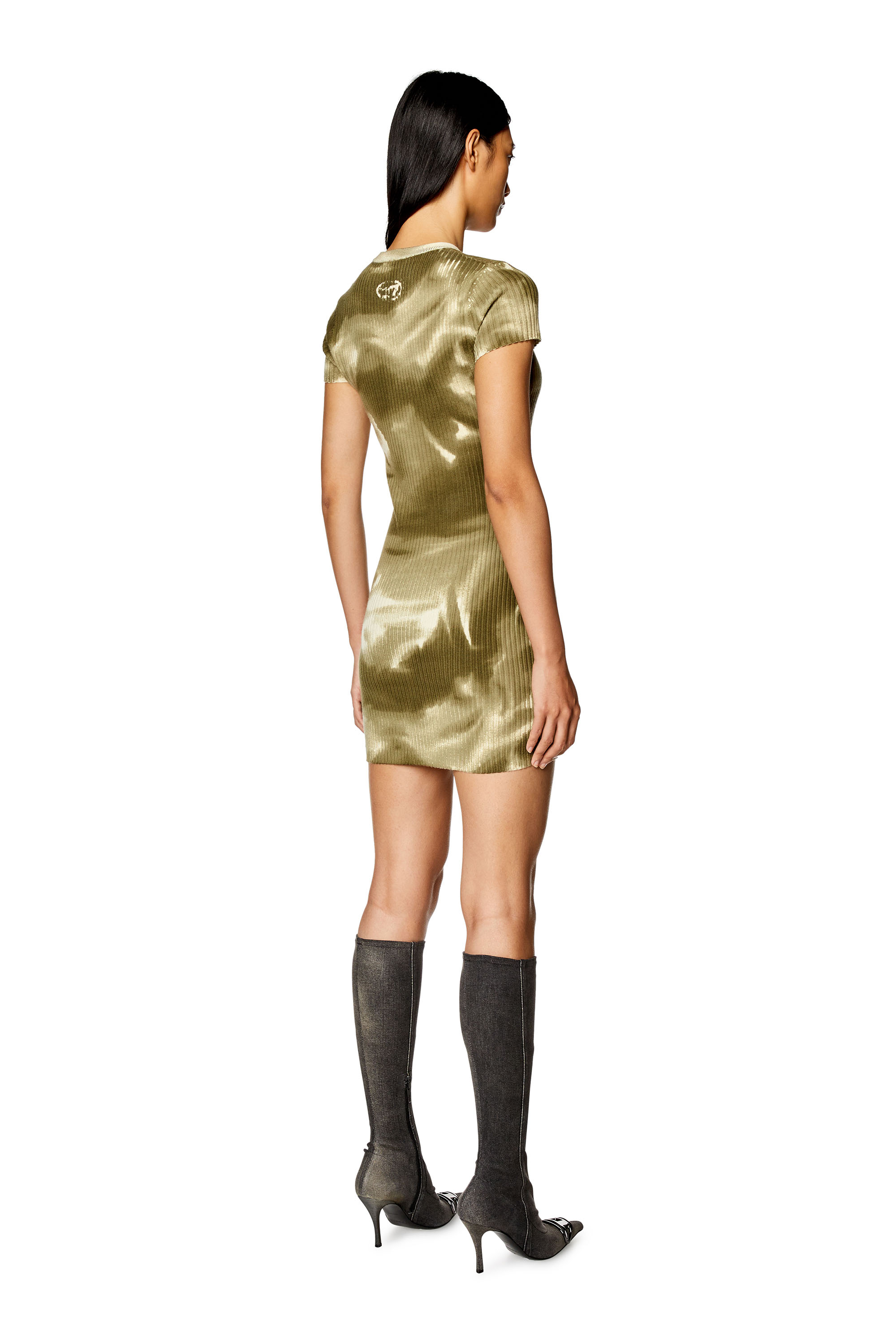 Diesel - M-BONET, Woman Short dress in camo wool knit in Green - Image 3