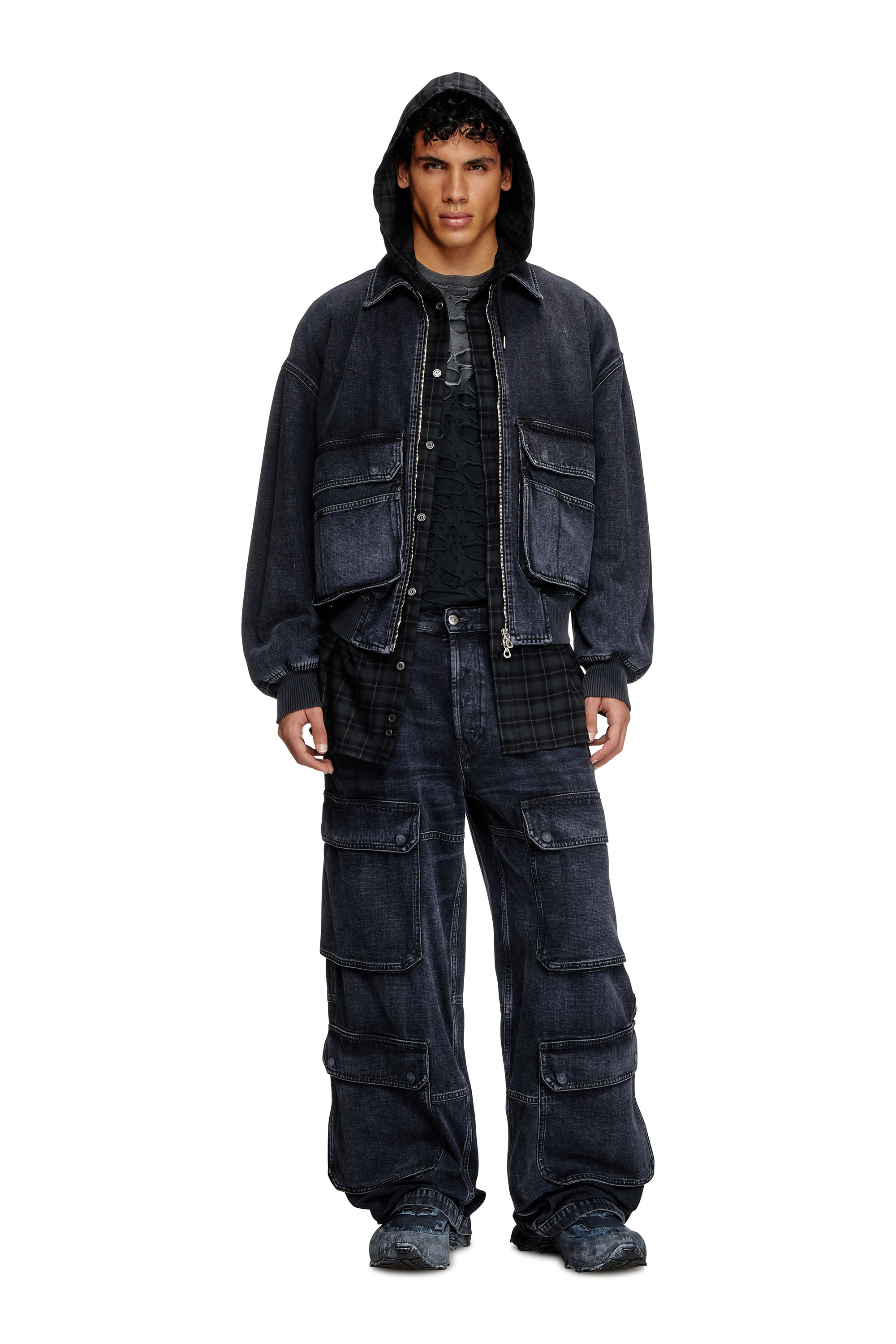Diesel - D-KURZ, Unisex's Jacket in batavia-weave denim in Black - 1