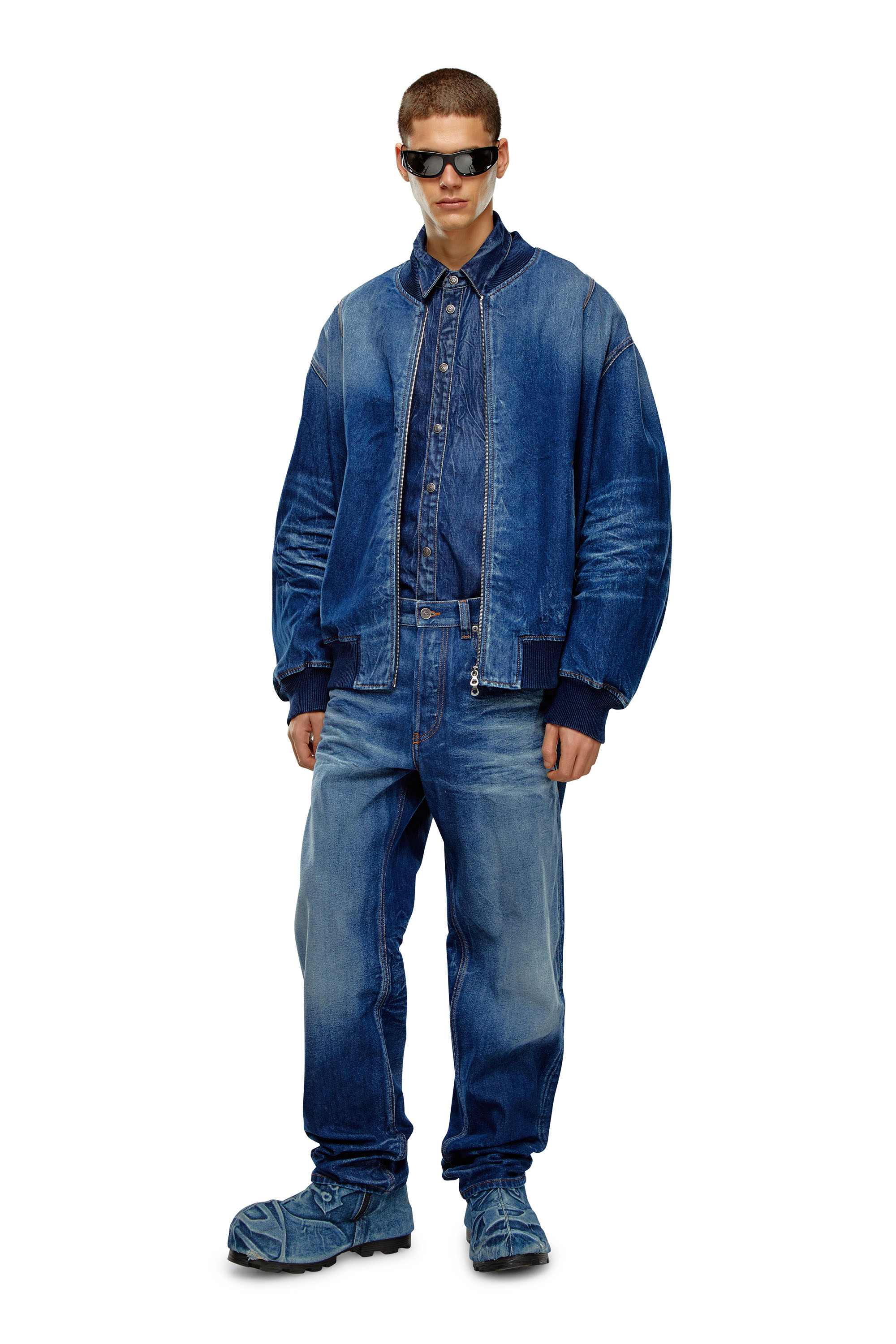 Diesel - D-SIMPLY-S2, Man Stretch denim shirt with 3D whiskers in Blue - Image 2