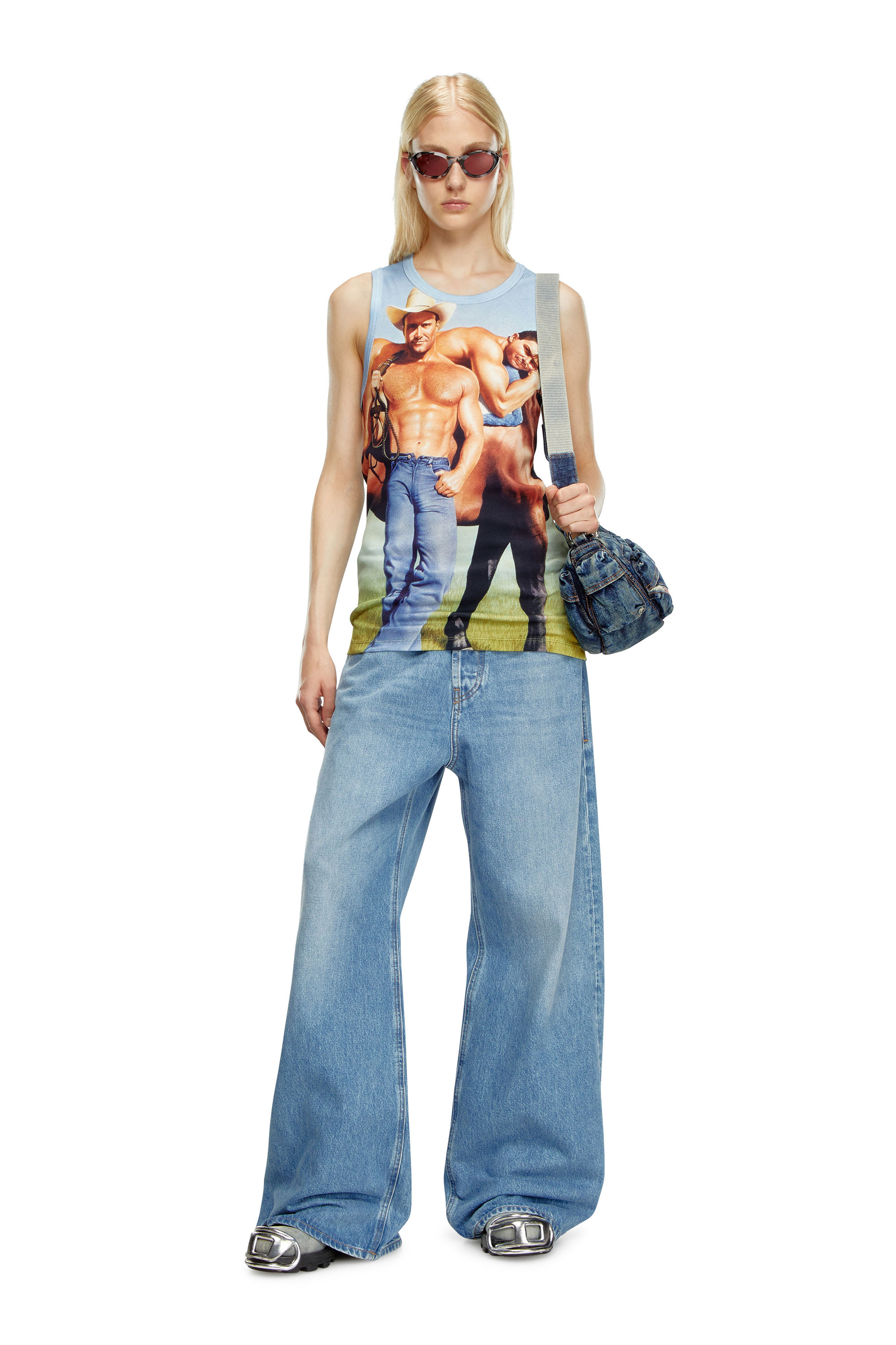 Diesel - PR-T-LIFTY-TANK, Unisex Sleeveless T-shirt with all-over print in Blue - Image 5