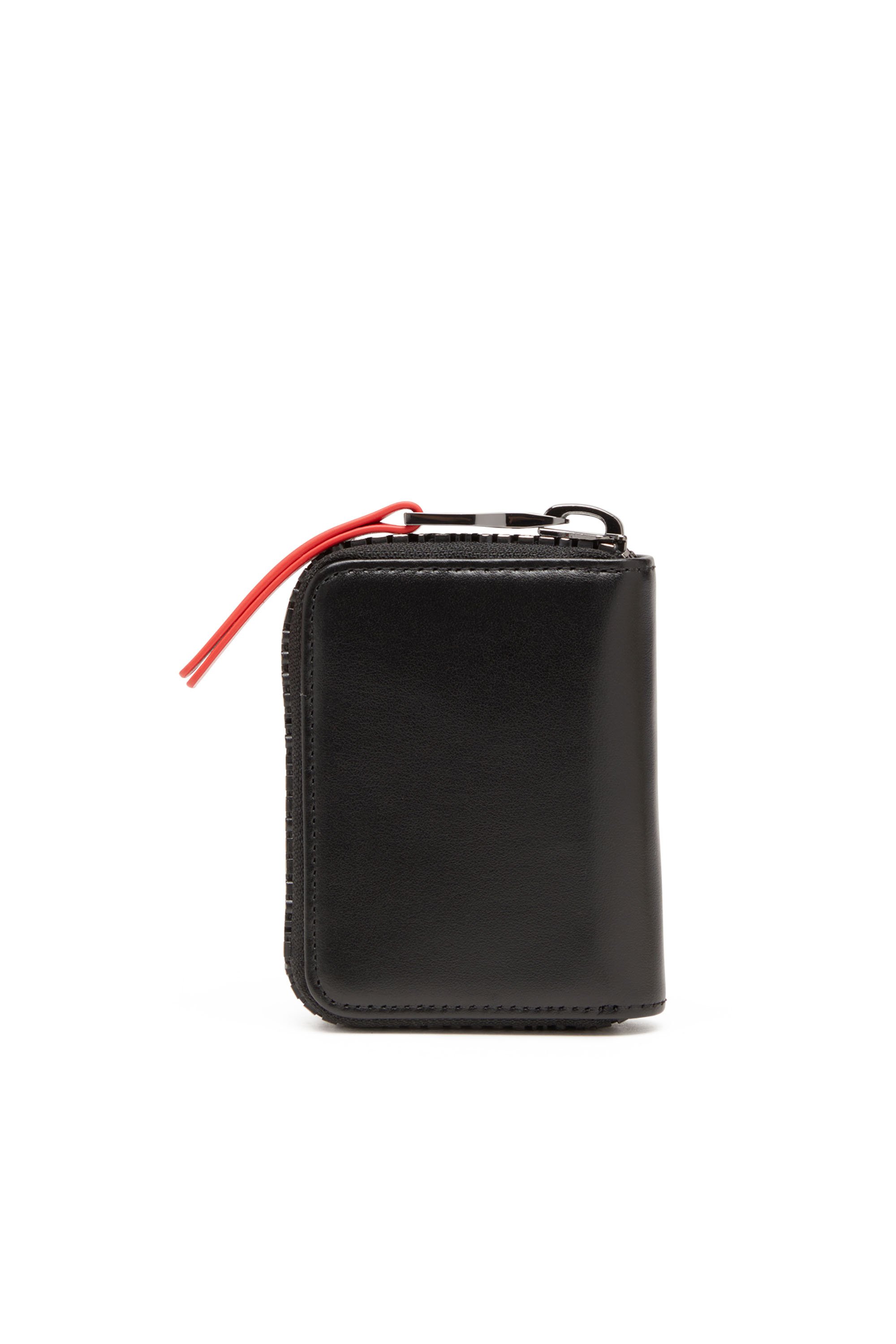 Diesel - ZIP-D KEY HOLDER 6, Man Leather key holder with logo zip in Black - Image 1
