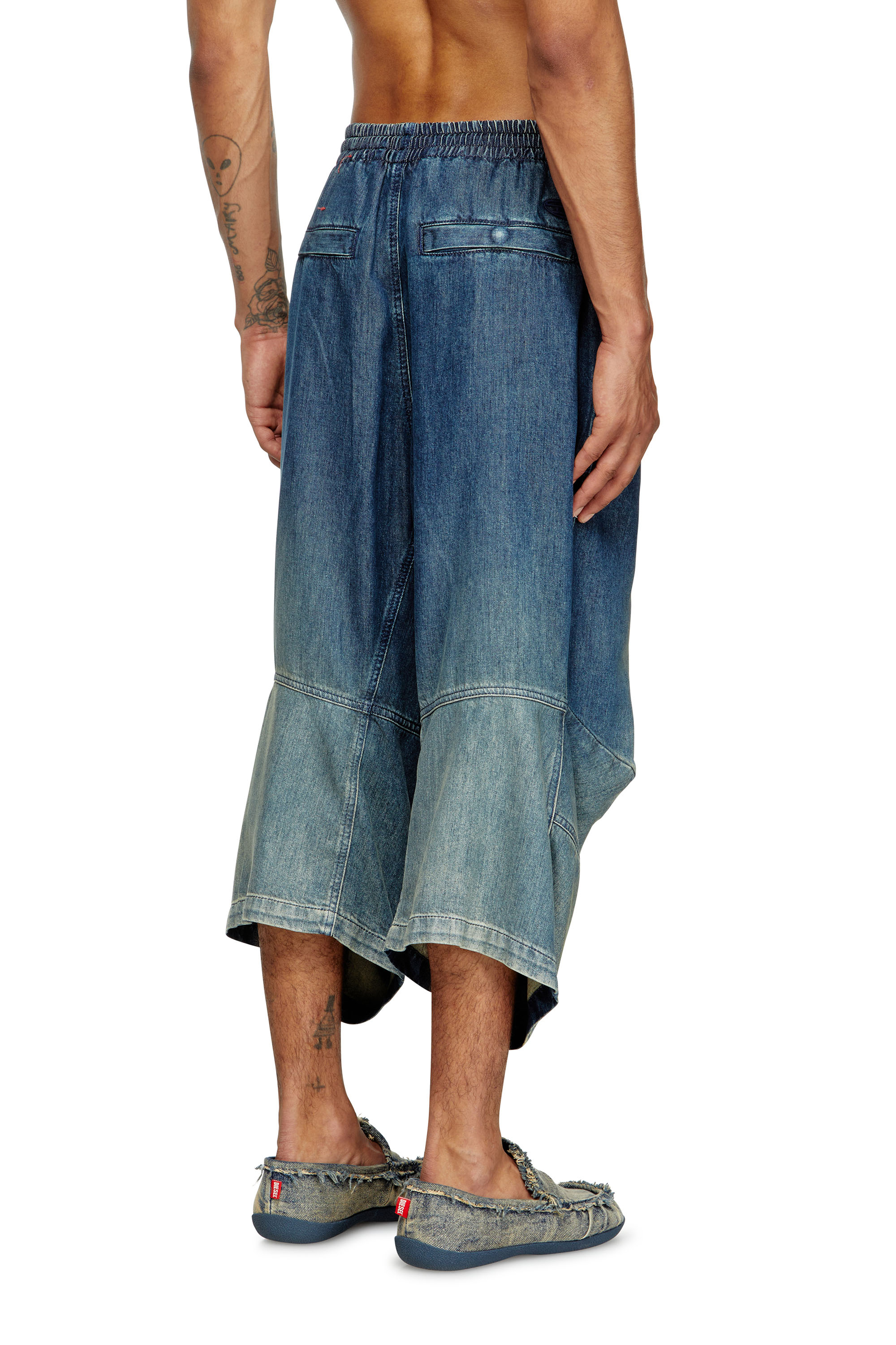 Diesel - D-PARI-SHORT-S, Unisex's Ergonomic shorts in shaded denim in Medium blue - 3