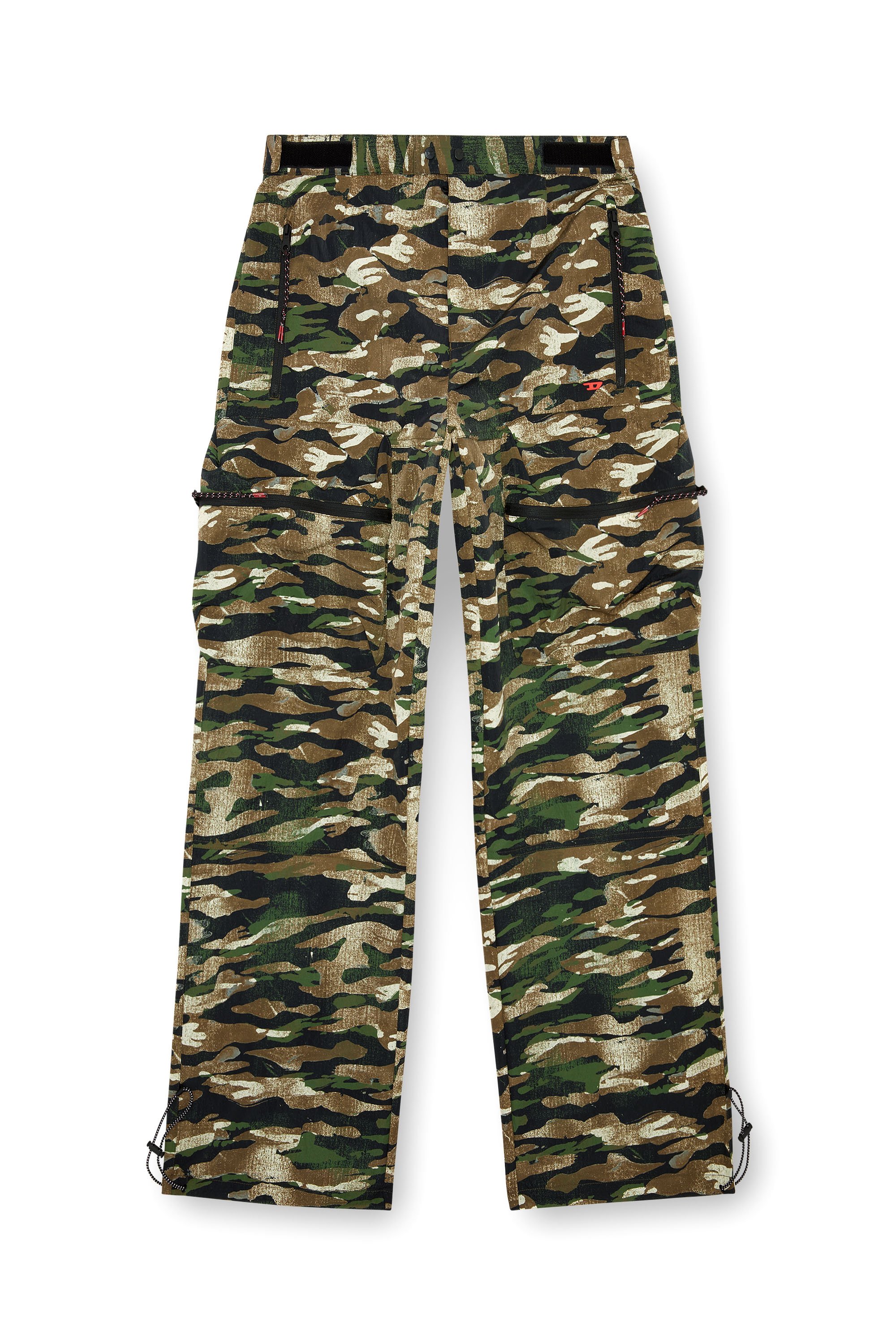 Diesel - AMSB-AMBROSE-WT23, Man's Nylon cargo pants with worn camo print in Brown/Green - 3