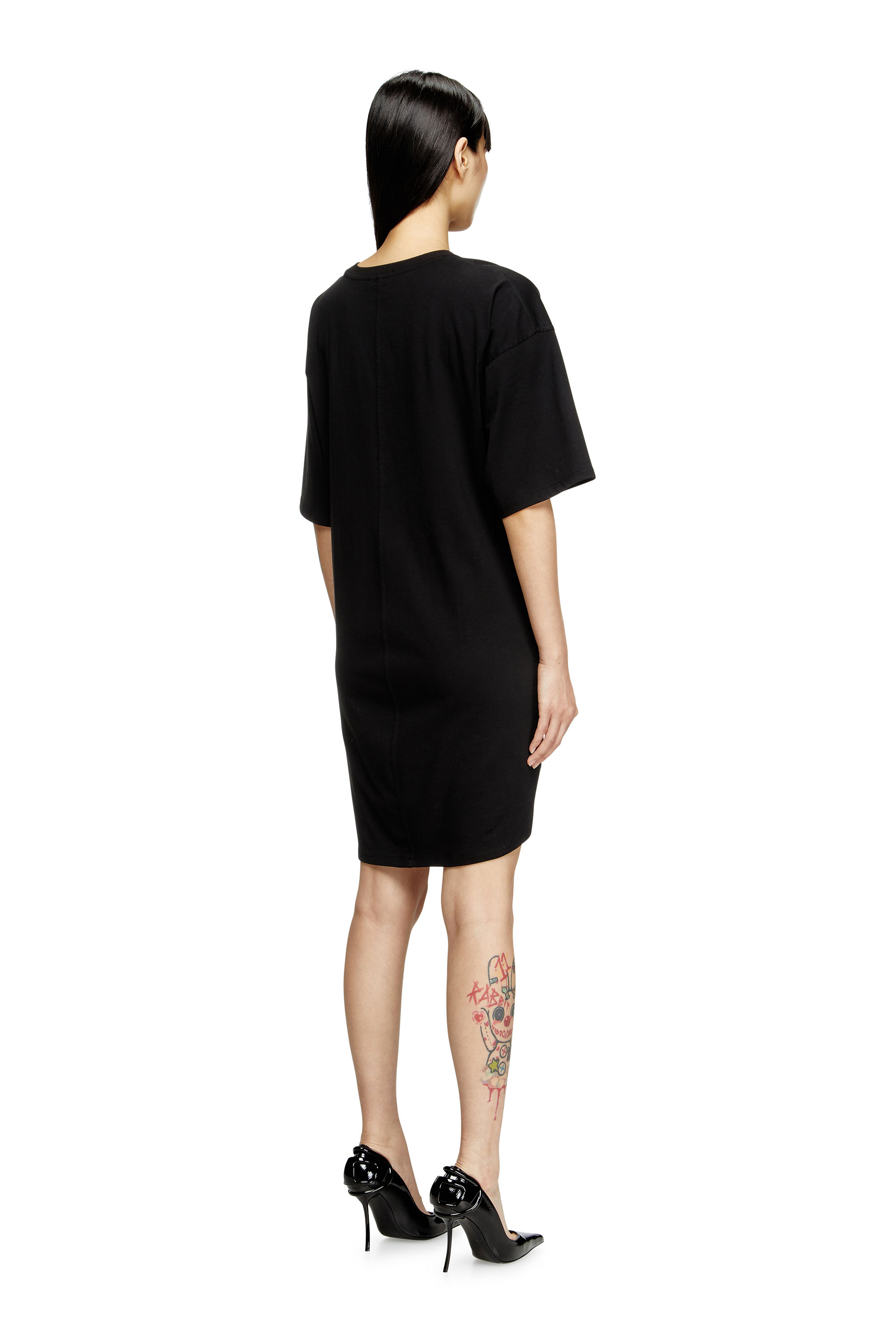 Diesel - D-EIVOR, Woman's T-shirt dress with tie front in Black - 4