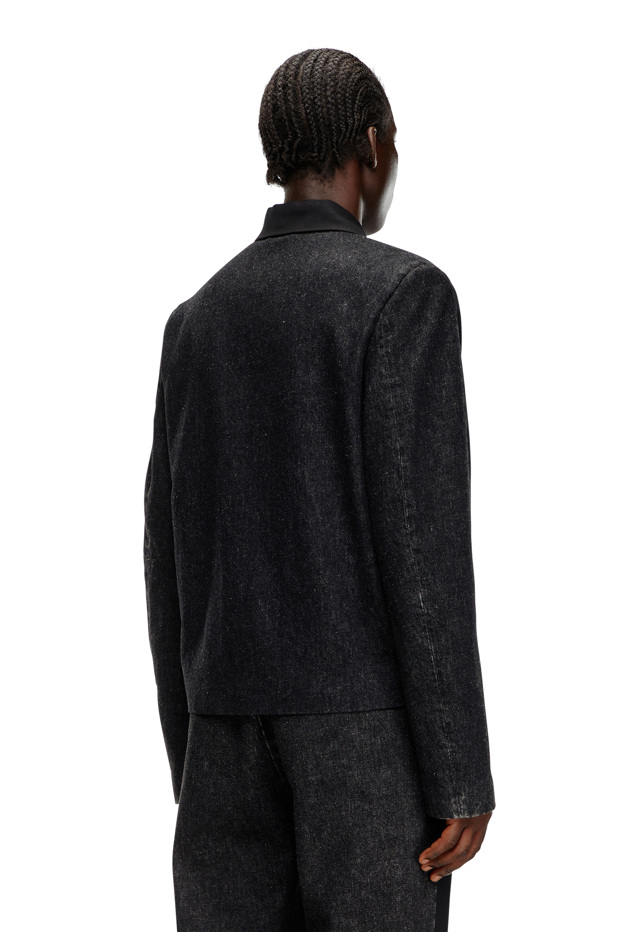 Diesel - J-RHEIN, Man Blouson jacket in wool blend and denim in Black - Image 4