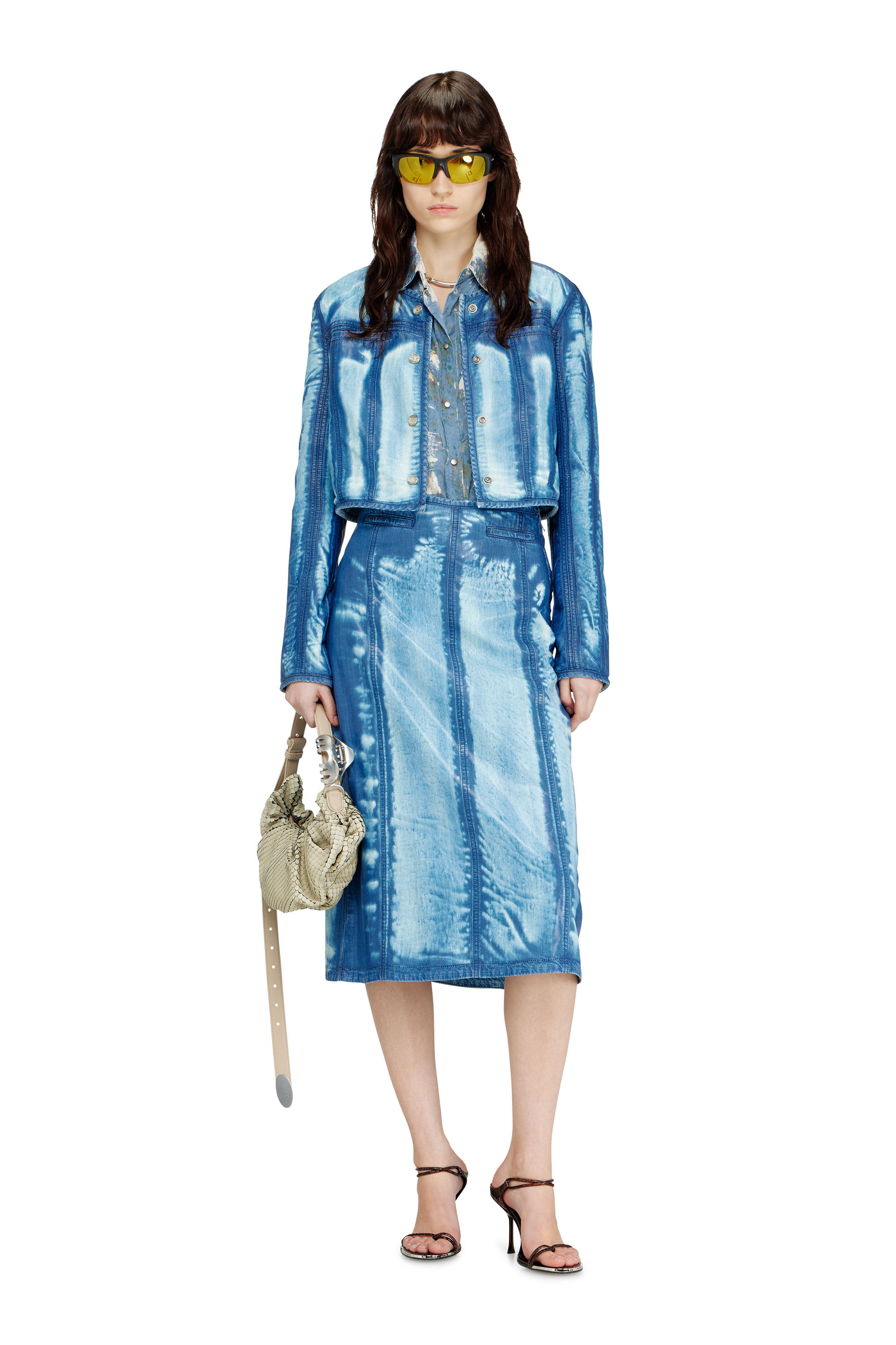 Diesel - DE-VEXRA-FSI, Woman's Midi skirt in X-Ray Lyocell denim in Medium blue - 1