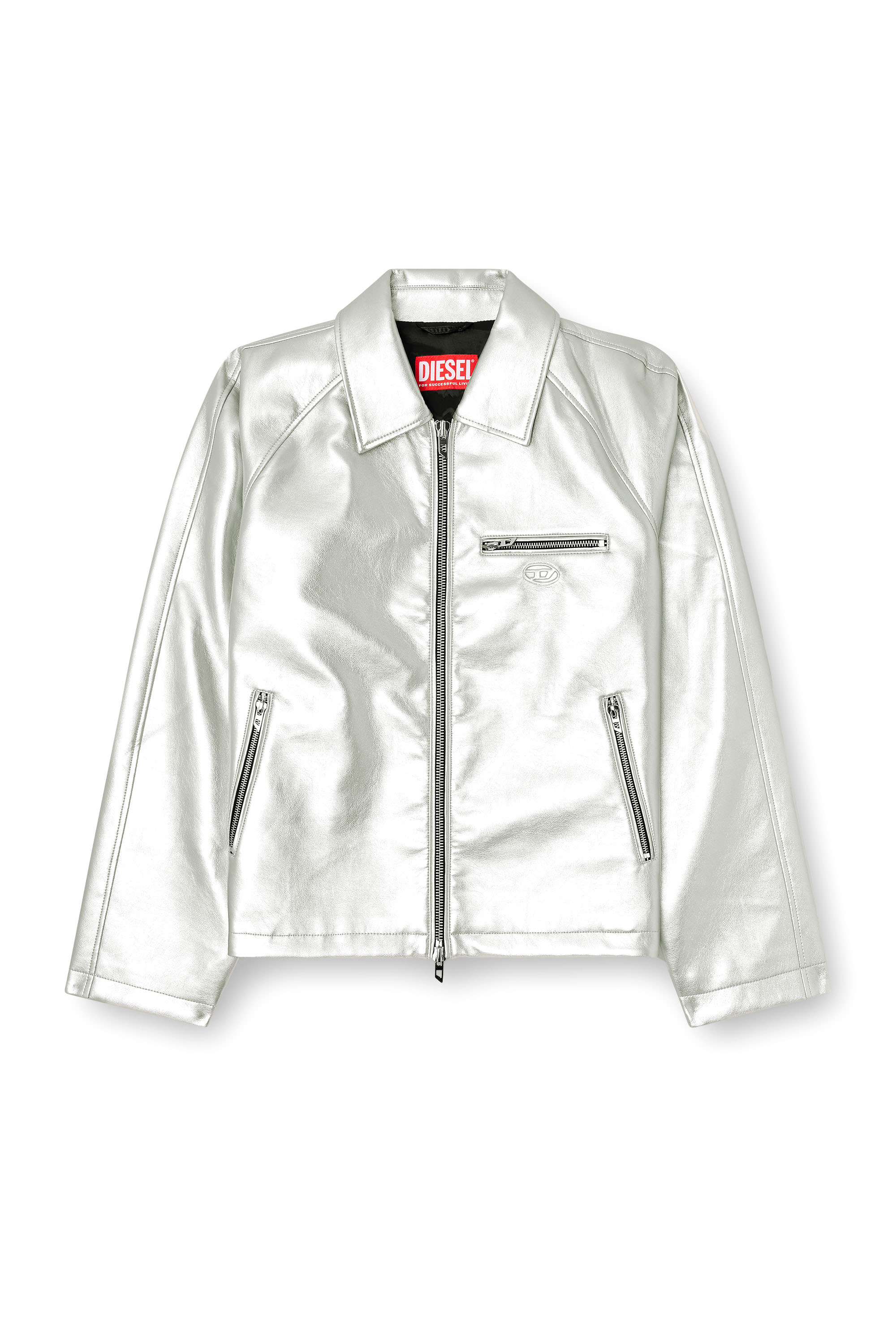 Diesel - J-THOME, Unisex's Metallic coach jacket in Silver - 8